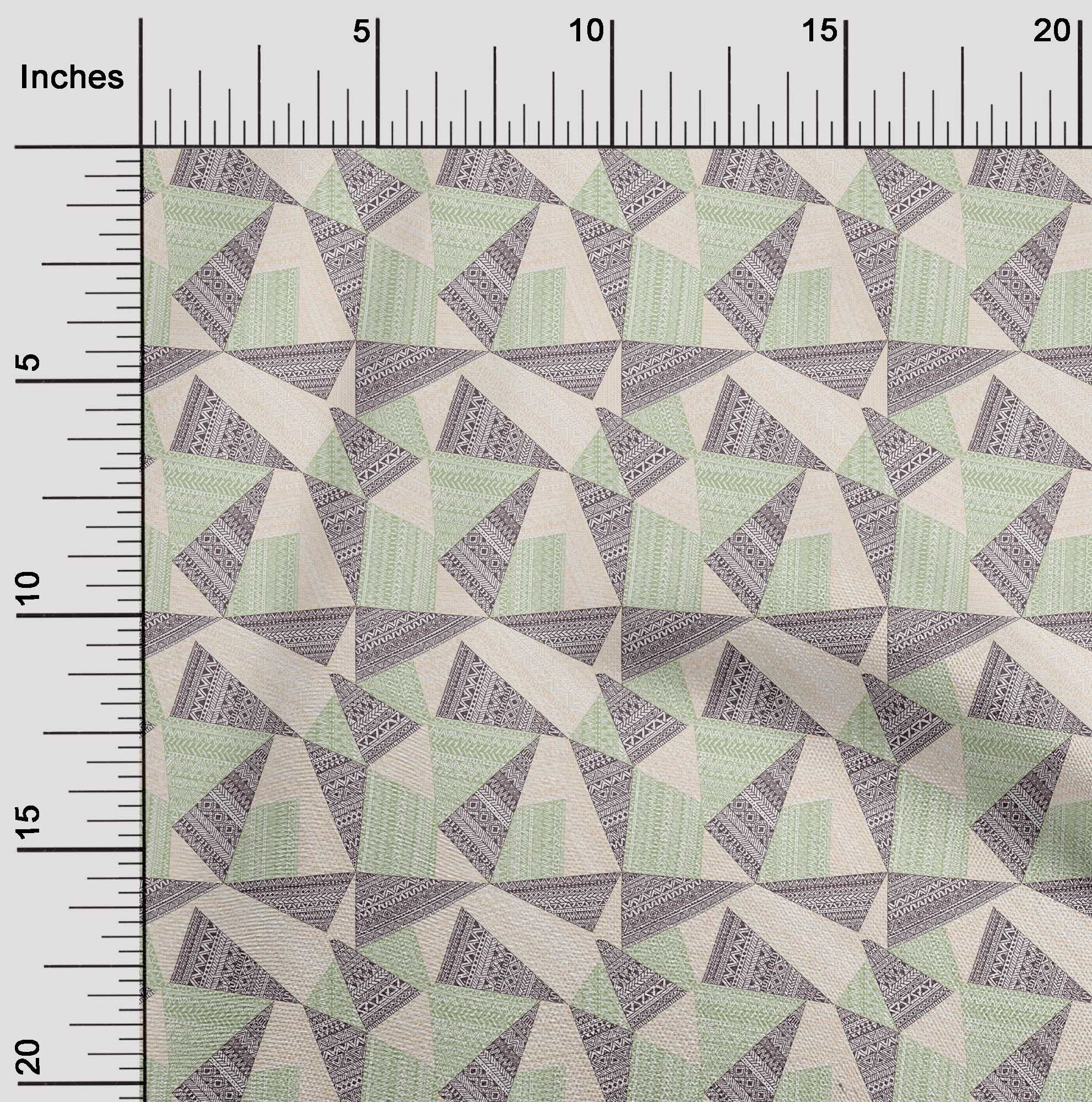 oneOone Polyester Spandex Light Green Tribal Print Fabric - 56 Inch Wide for DIY Clothing, Quilting & Home Decor Projects | Soft Stretch Material for Dresses, Curtains & Crafting