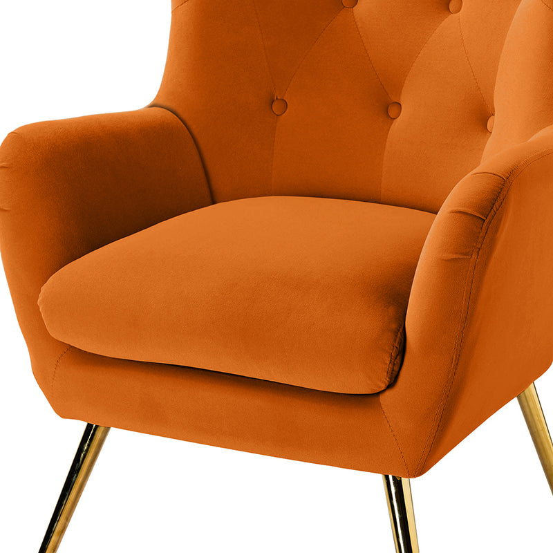 Luxury Isabelle Wingback Velvet Upholstered Armchair - High Back Accent Chair with Sturdy Metal Legs for Living Room, Bedroom & Office Decor