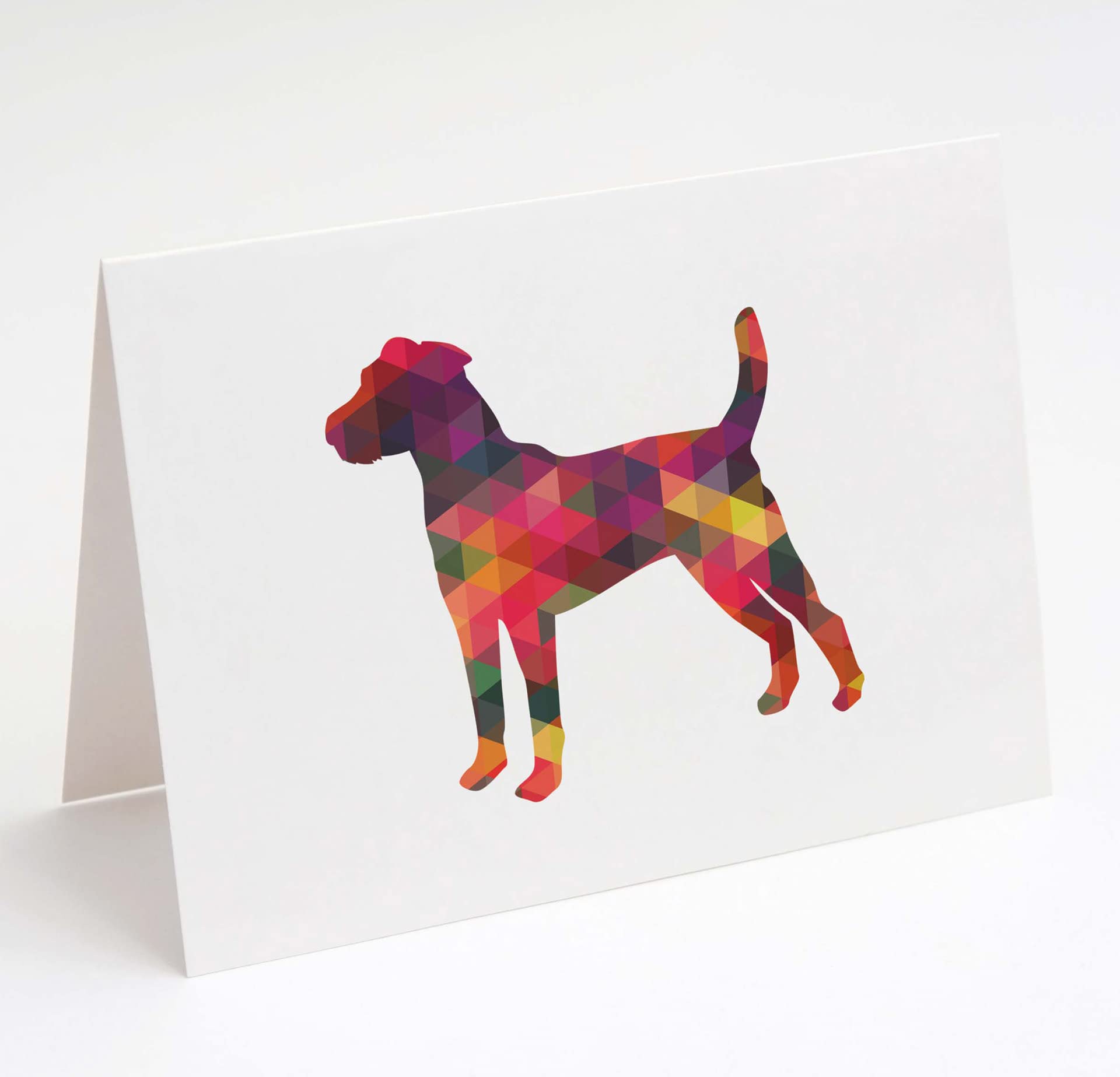 Parson Russell Terrier Greeting Cards - 6 Pack A2 Size Blank Note Cards with Envelopes | Multi-Colored Geometric Dog Breed Design | Perfect for Birthdays, Thank You Notes & Pet Lover Gifts