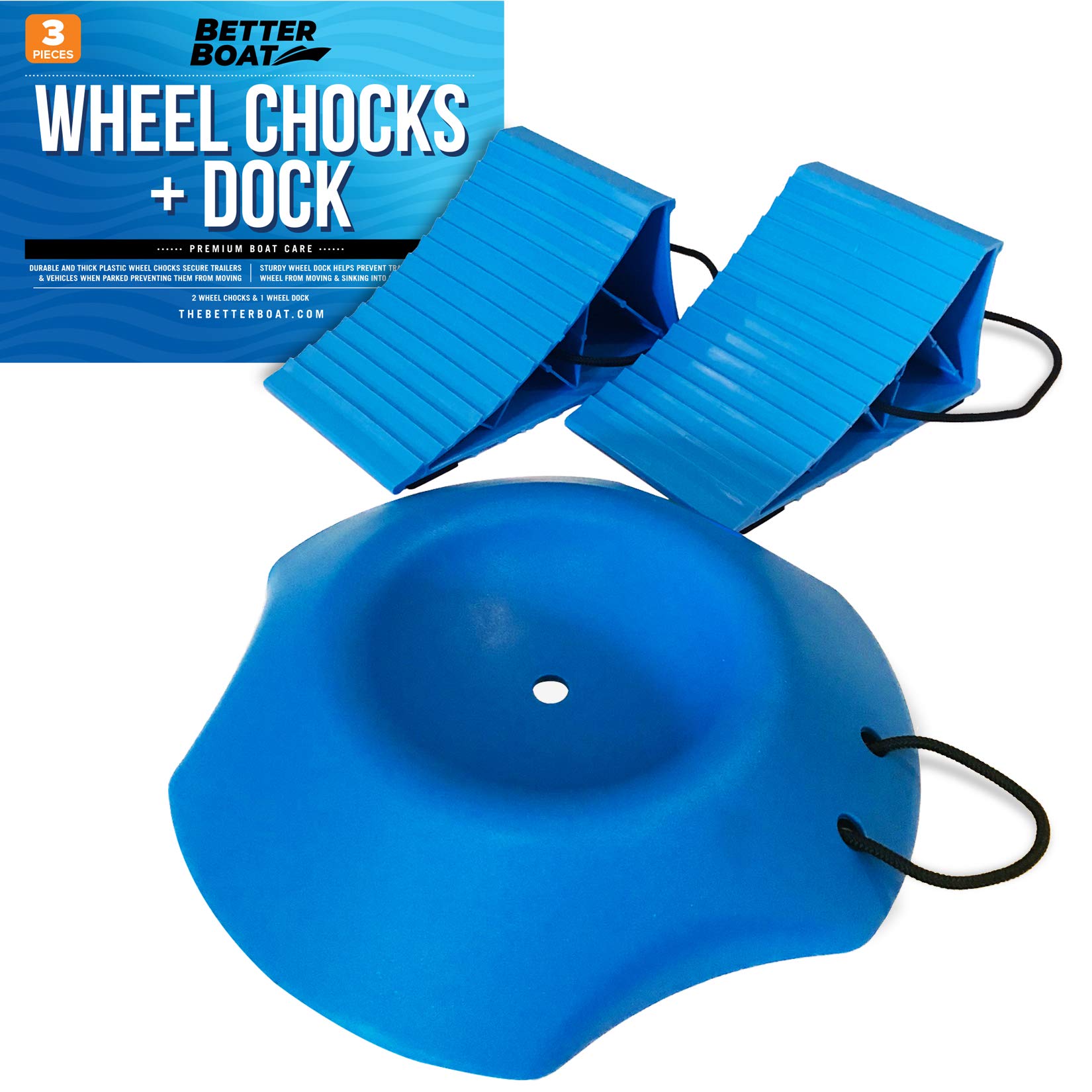 Heavy Duty Trailer Wheel Chocks with Rope & Wheel Dock - Boat, RV, Camper & Travel Trailer Accessories for Secure Parking | Perfect for Outdoor Adventures & Long-Term Storage