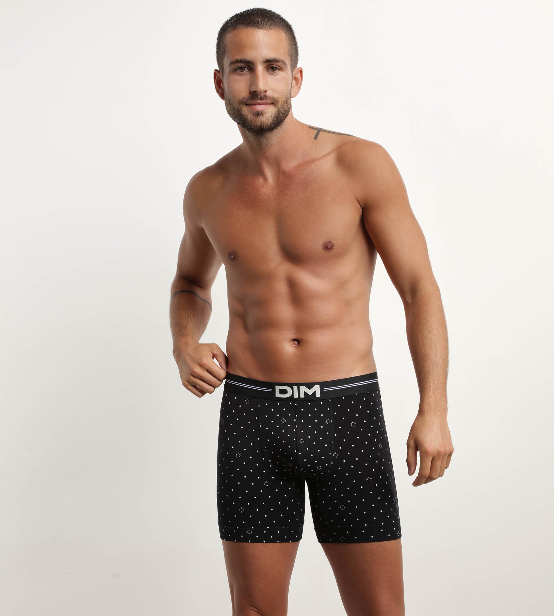 Men's Modal Cotton Boxer Briefs with Logo Print - Black - Dim Icons Essential Collection | Comfortable Underwear for Daily Wear & Lounge