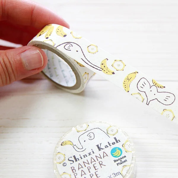 Banana & Elephant Washi Tape - Decorative Japanese Paper Tape for Scrapbooking, Journaling, DIY Crafts, and Gift Wrapping - Perfect for Bullet Journals, Planners, and Home Decor