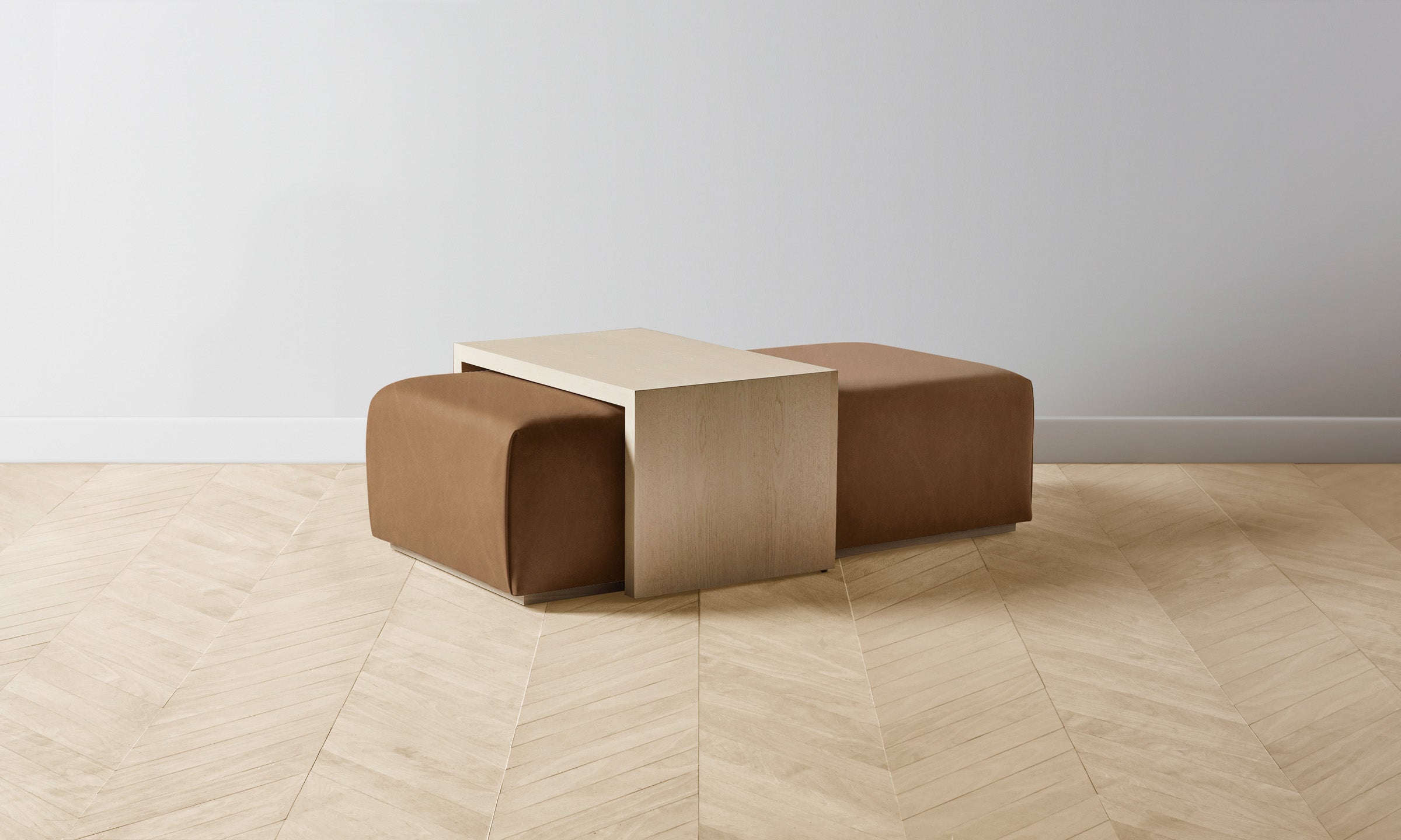 The Bowery Ottoman in Tuscan Leather Cognac - Luxurious Footrest & Stylish Living Room Accent for Home Decor