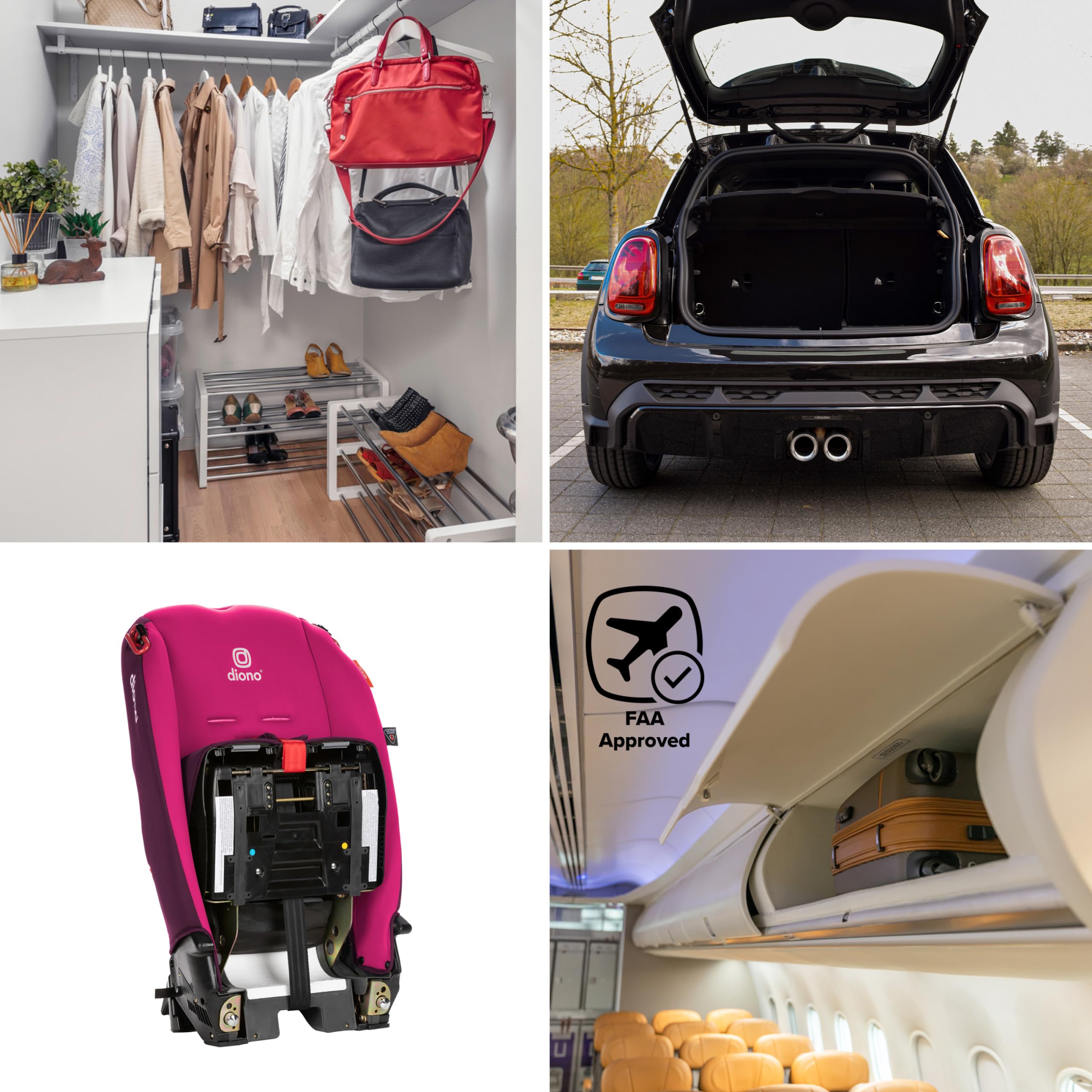 Diono Radian 3R Convertible Car Seat - 3-in-1 Design for Rear & Forward Facing, Slim Fit for 3 Across Seating, 10 Year Use - Pink Blossom | Safe & Comfortable for Infants to Big Kids, Perfect for Family Road Trips & Daily Commutes
