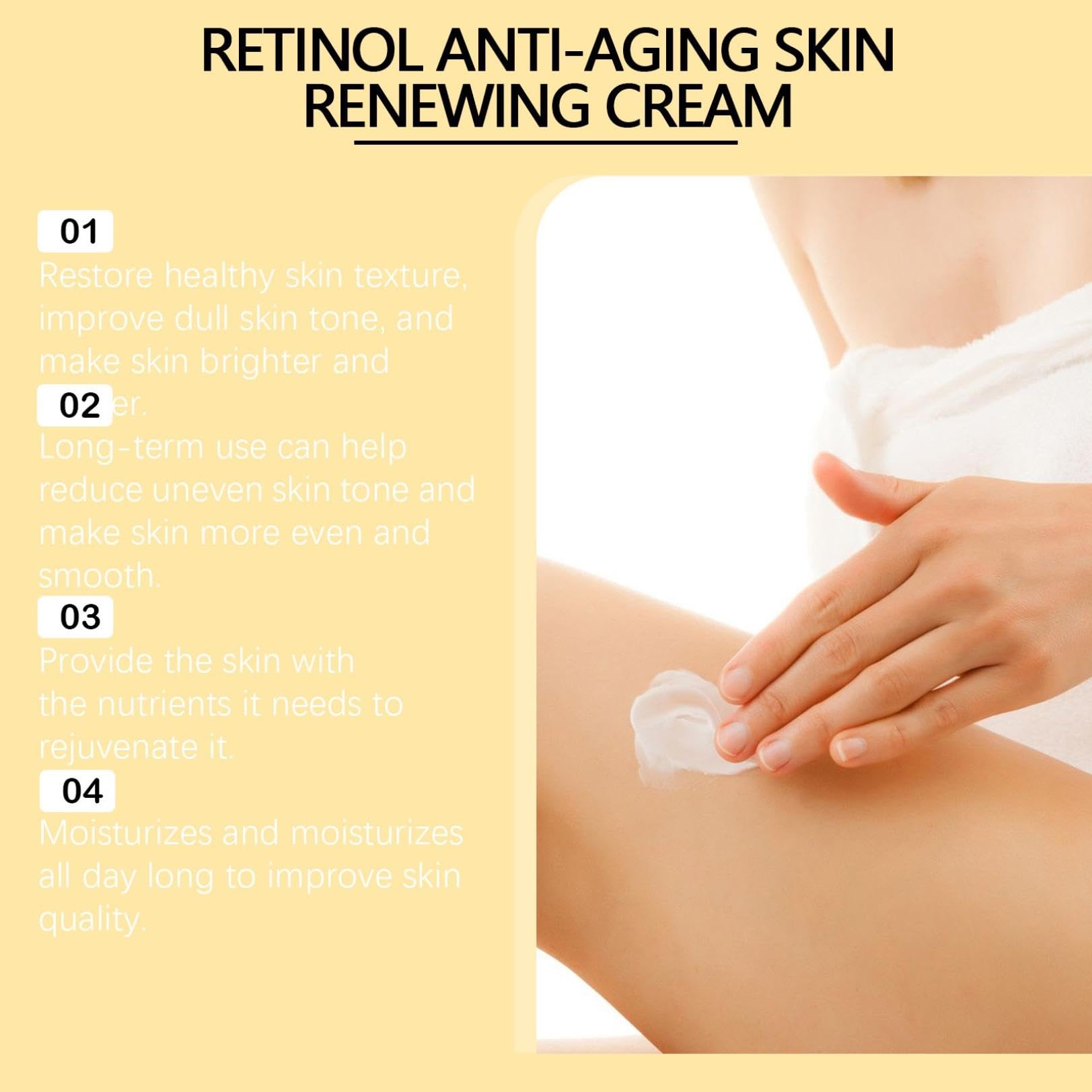 **Retinol Cream for Face & Body - Anti-Aging Moisturizer to Reduce Wrinkles & Crepe Skin - 1.7 oz - Perfect for Night Skincare Routine & Dry Skin Care**