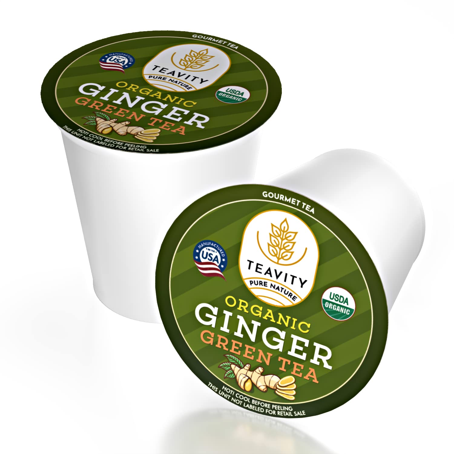 Organic Ginger Green Tea Pods for Keurig K-Cup Brewers - 12 Count | Antioxidant-Rich Herbal Tea for Energy Boost & Digestion | Perfect for Morning Wake-Up or Afternoon Relaxation