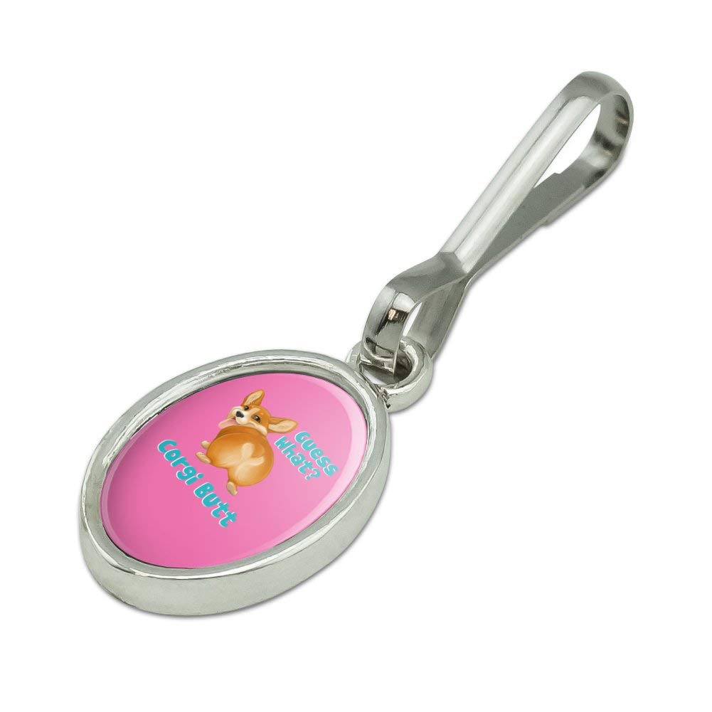 Funny Corgi Butt Oval Charm - Cute Dog Zipper Pull for Backpack, Purse & Suitcase | Novelty Fashion Accessory & Gift for Dog Lovers | Perfect for Travel, School & Everyday Use