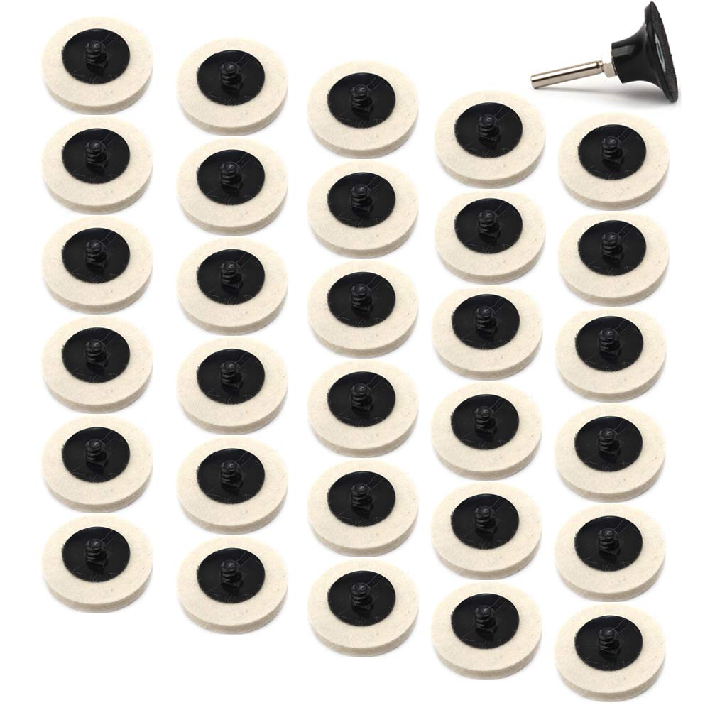 30Pcs 2 Inch Wool Quick Change Buffing Pads with 1/4