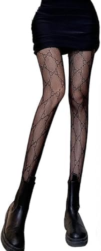 Sexy Fishnet Stockings for Women - Fashion Letter Patterned Lace Tights, High Waist Pantyhose & Leggings | Perfect for Parties, Cosplay & Date Nights