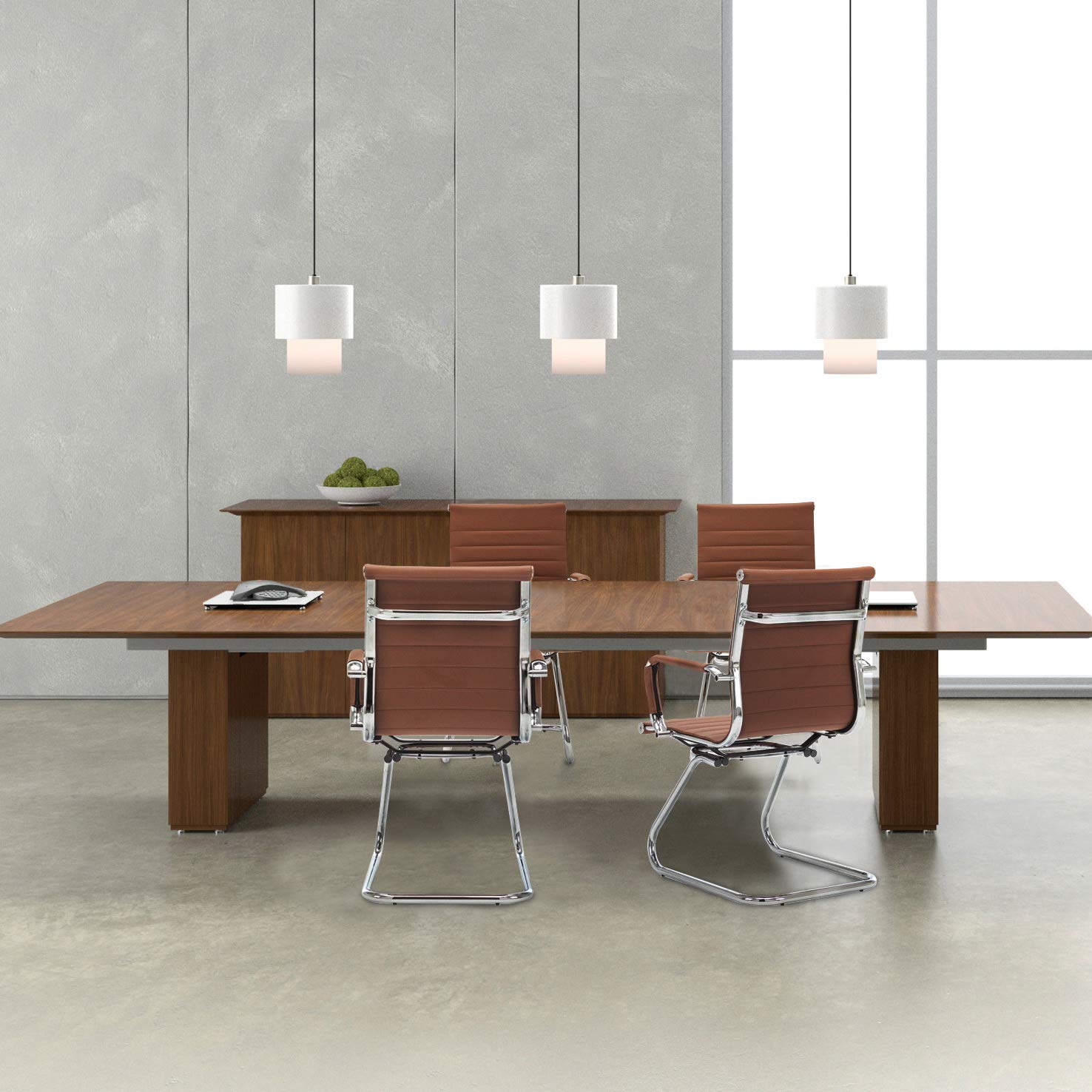 Wahson Office Guest Chairs - No Wheels Leather Reception Chairs, Mid Back Conference Chairs with Sled Base - 2 Pack for Waiting Room, Meeting, Lobby, or Restroom - Perfect for Offices, Hotels, and Business Spaces