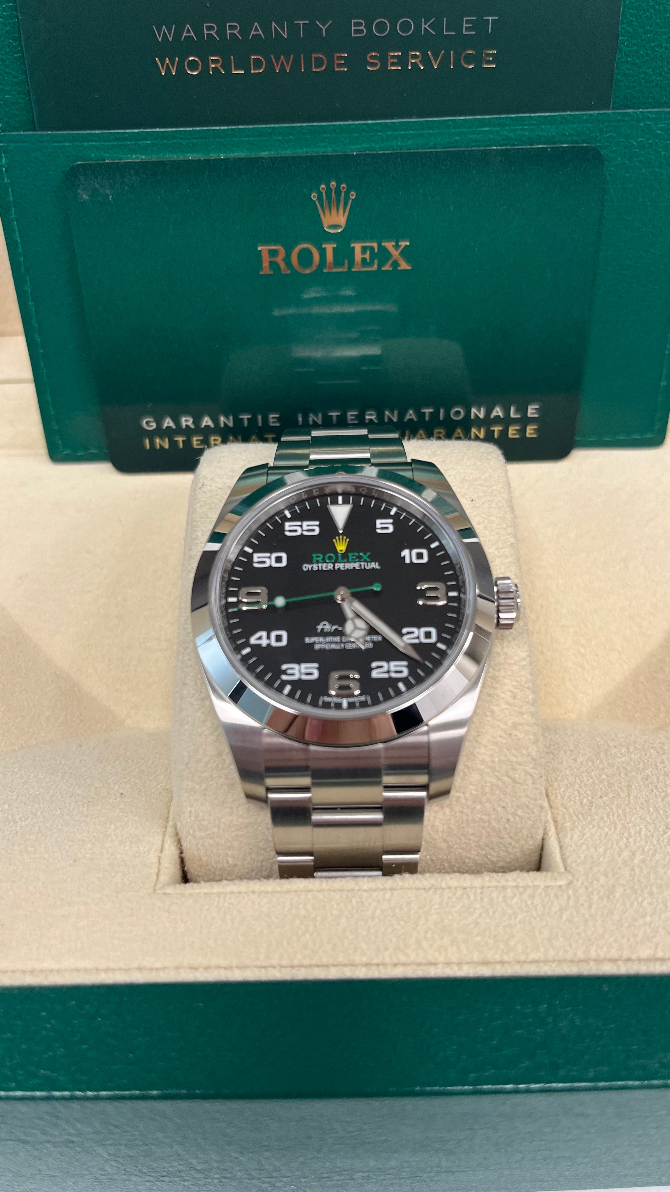 Original Rolex Air King 116900 Men's Watch - Black Dial, Stainless Steel, Precision Timekeeping for Business & Formal Occasions