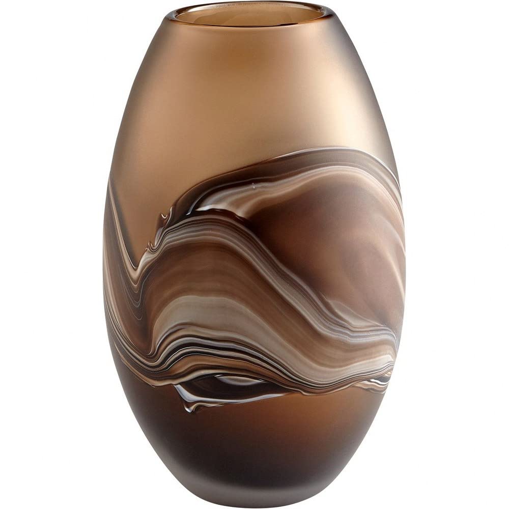 Cyan Design 10479 Nina 11 Inch Amber Swirl Glass Vase - Elegant Home Decor for Centerpieces, Wedding Decorations & Living Room Accents