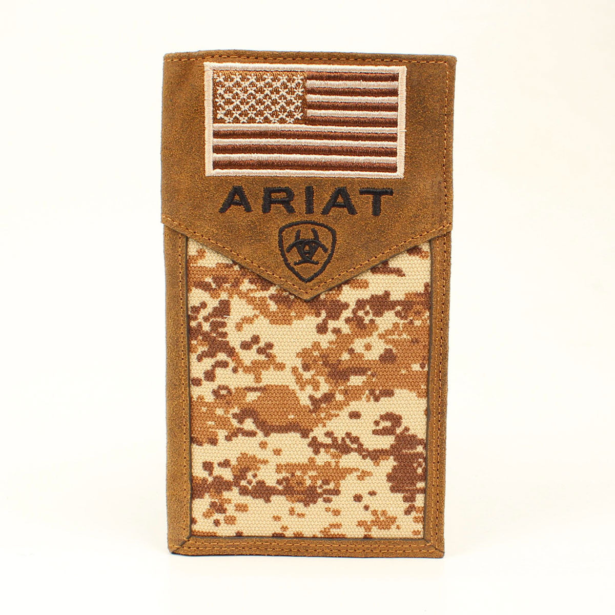Ariat Medium Brown Digital Camo Rodeo Wallet - Durable Leather Bifold Wallet for Men, Western Style Cowboy Wallet for Everyday Use & Outdoor Adventures