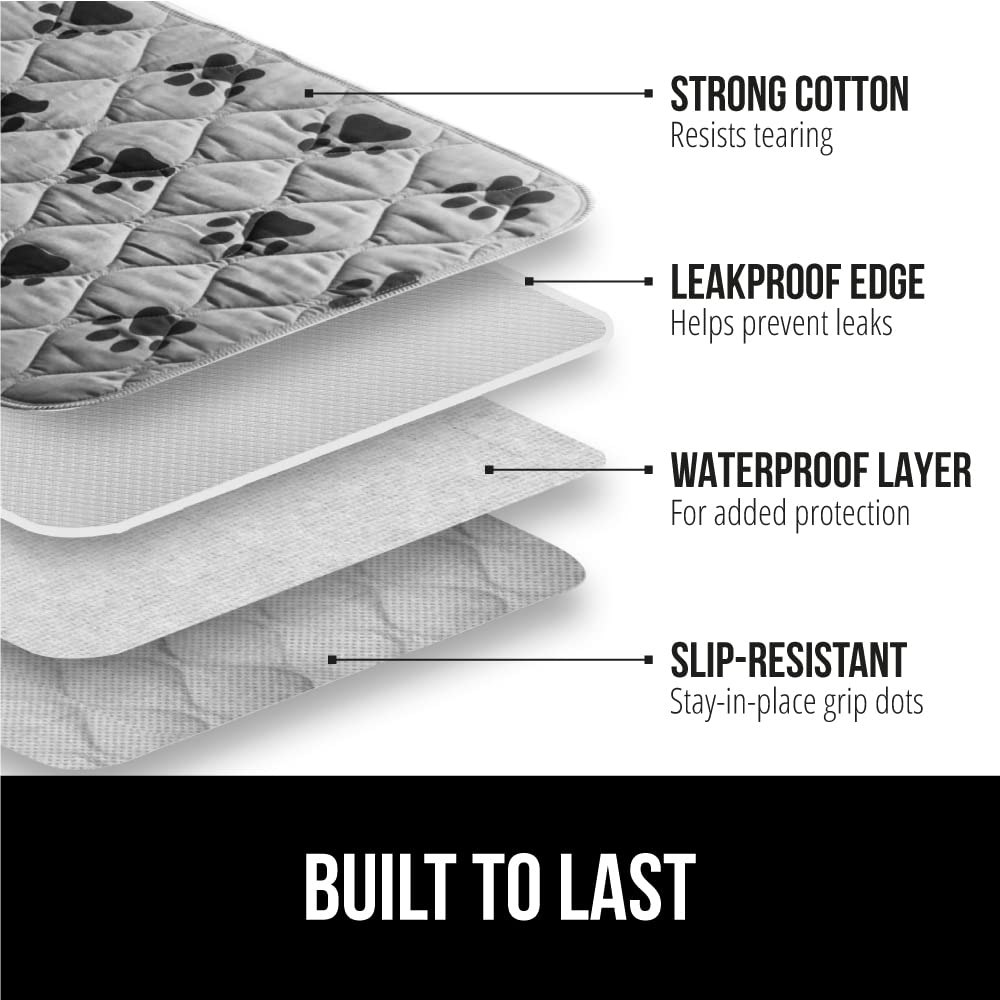 Gorilla Grip Washable Puppy Training Pads, 2-Pack 46x28 Inch Slip-Resistant Dog Crate Mat, Waterproof Reusable Pet Pee Pad for Puppy Playpen & Housebreaking - Protects Sofa, Furniture & Floors from Accidents - Ideal for Crate Training, Senior Dogs & Incontinent Pets