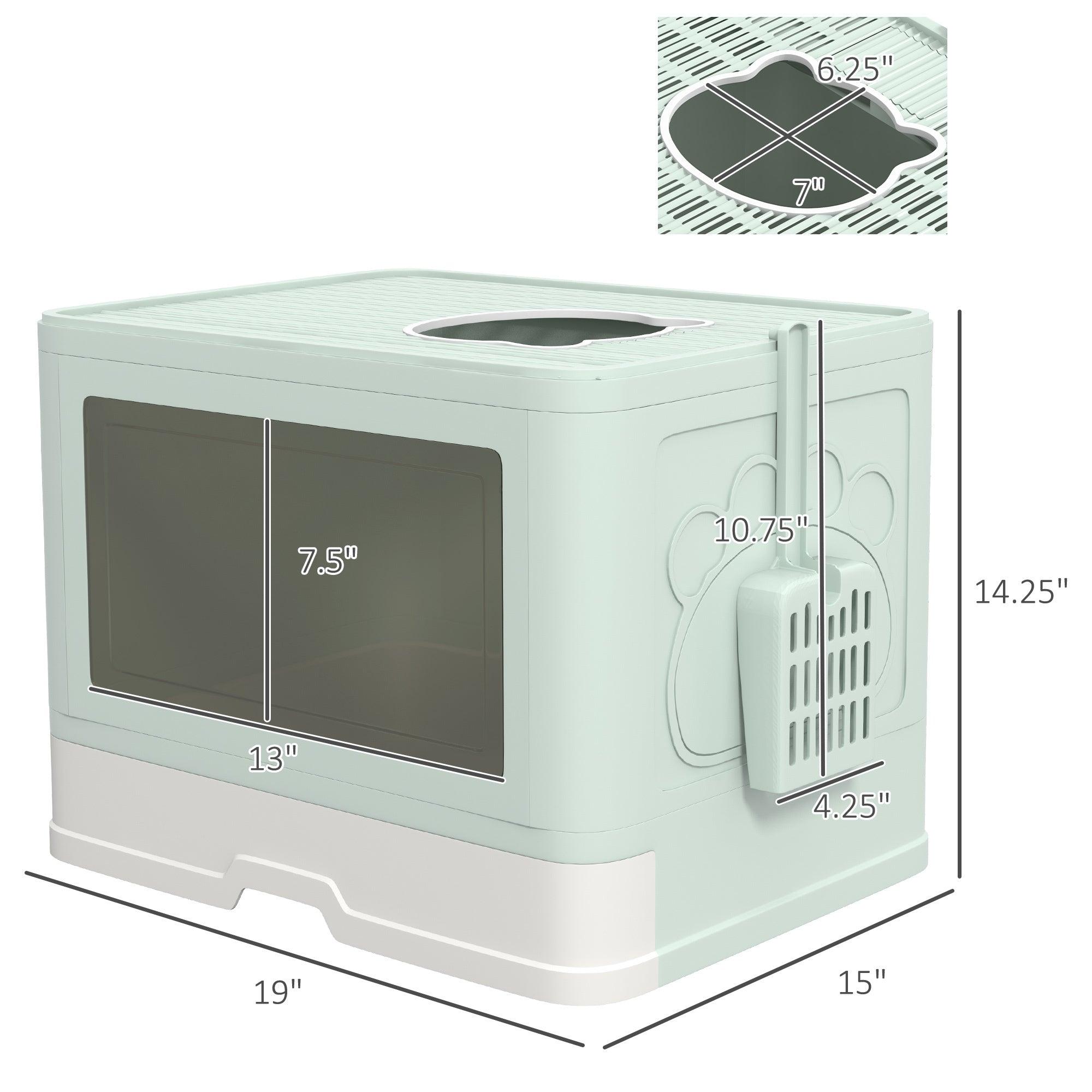 **Odor Control Enclosed Cat Litter Box with Scoop & Pull-Out Tray - Front Entry, Top Exit Design for Easy Cleaning - Perfect for Small Spaces & Multi-Cat Homes**