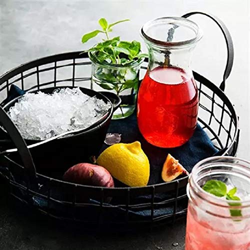 VALINK Wrought Iron Storage Baskets with Handle - Metal Storage Hamper for Bread, Snacks, Fruits & Candy - Home & Kitchen Organizer for Desktop, Countertop & Pantry Organization