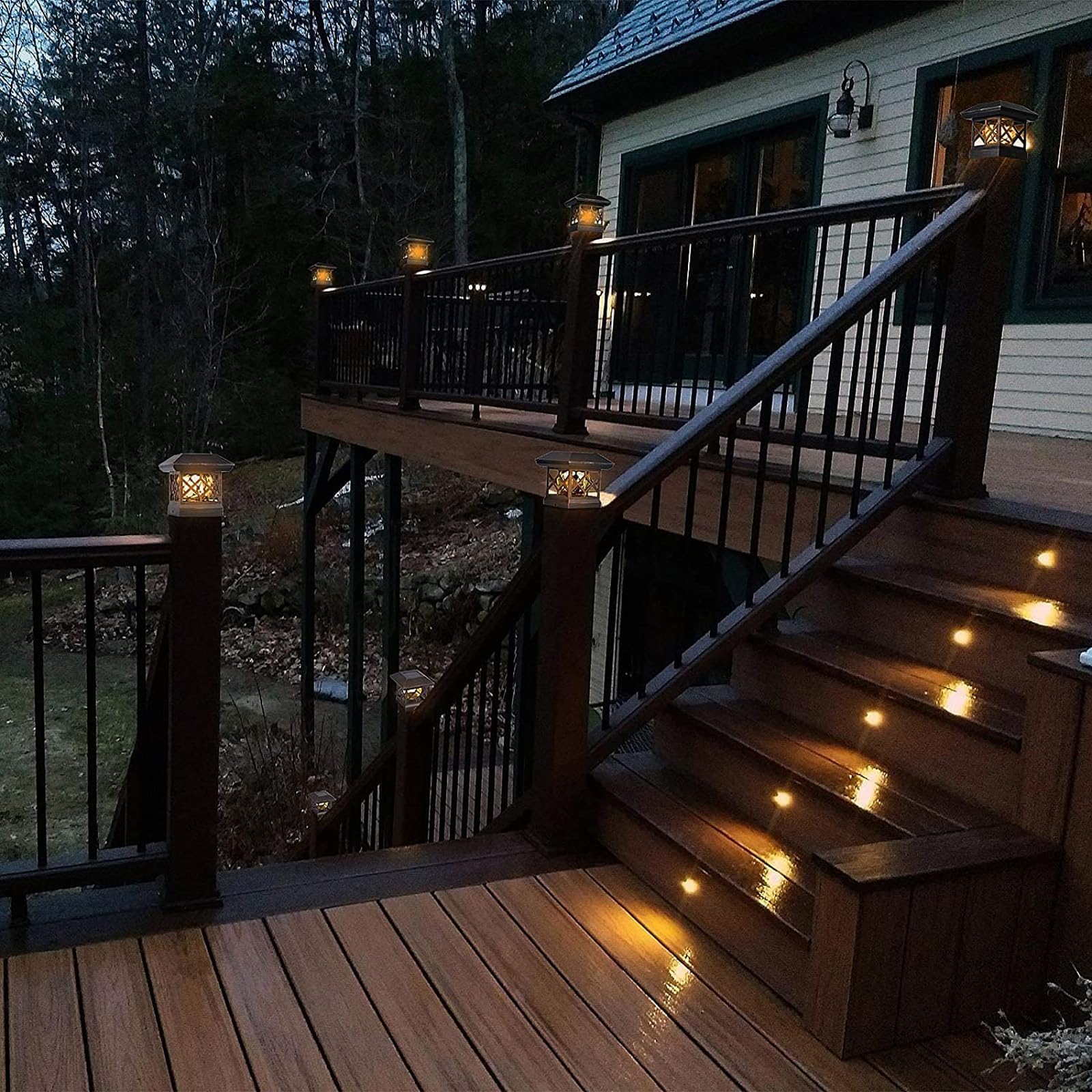 TWINSLUXES Solar Post Cap Lights Outdoor - Waterproof LED Fence Post Solar Lights for 3.5x3.5/4x4/5x5 Wood Posts - Perfect for Patio, Deck, Garden, Pathway, and Driveway Decoration & Lighting