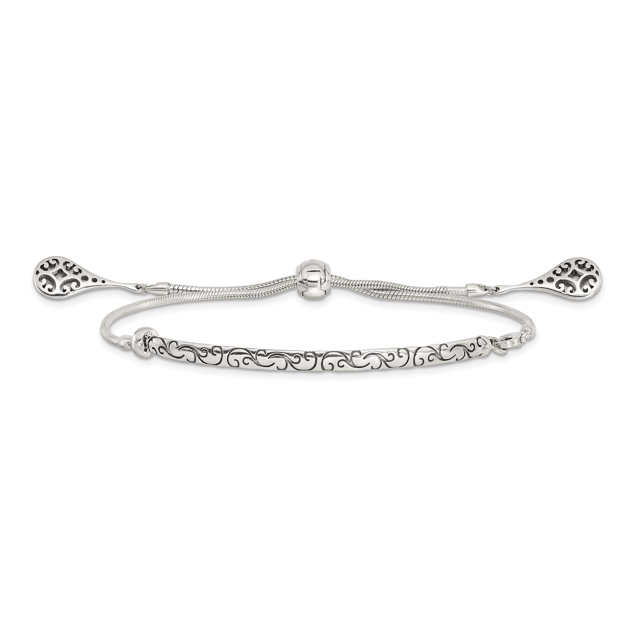 Antiqued Sterling Silver Filigree Adjustable Drop Bracelet for Women - Elegant Jewelry for Parties, Weddings & Everyday Wear