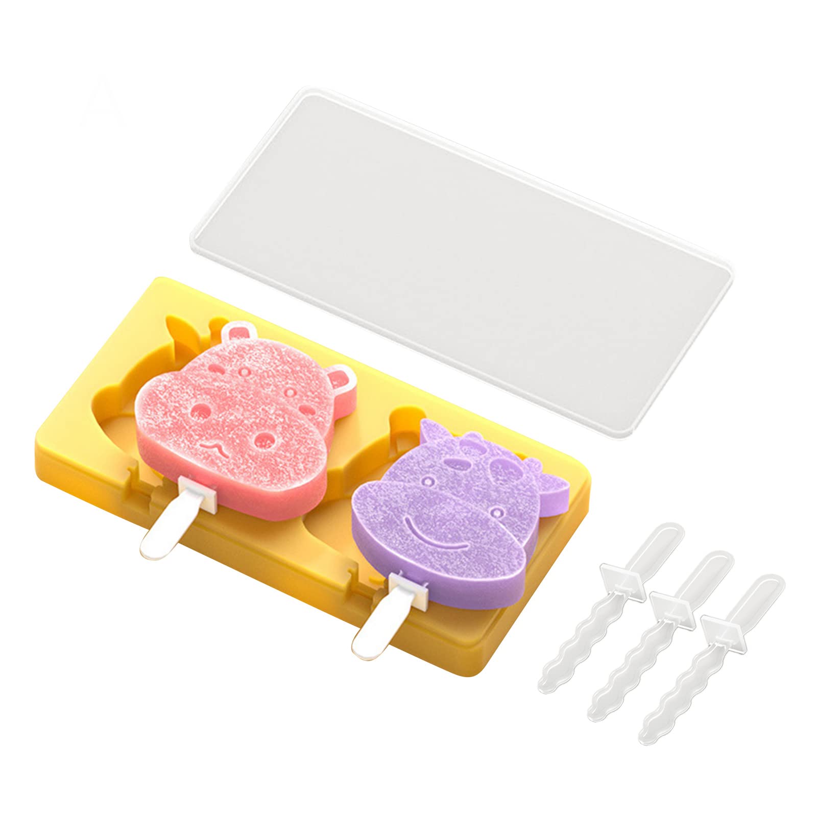 Cute Cow Head Silicone Popsicle Molds with Lid - BPA Free Ice Cream & Ice Pop Makers for Kids, Summer Treats, DIY Frozen Desserts at Home
