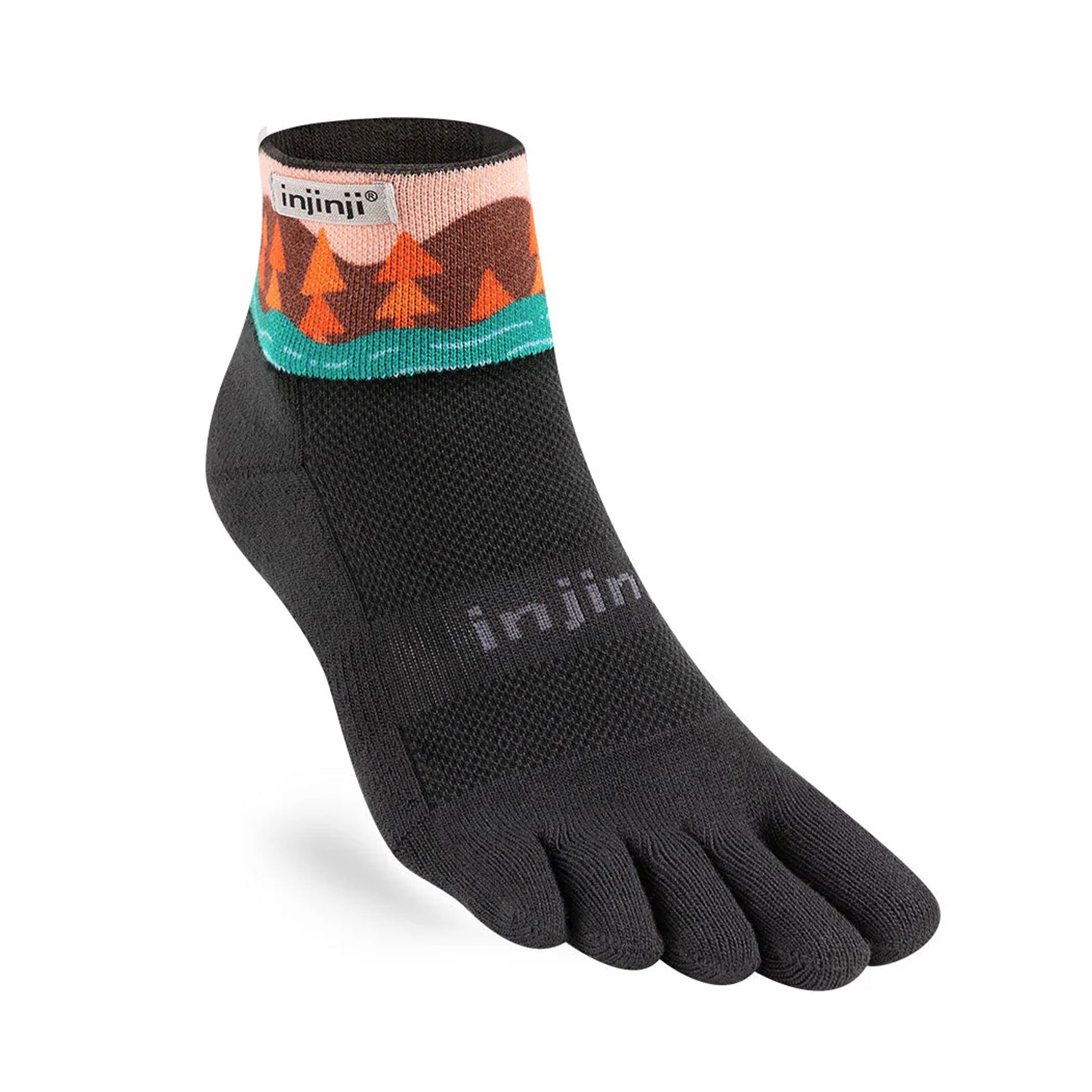 Men's Injinji Trail Artist Designed Mini Crew Socks - Lightweight Hiking & Running Toe Socks for Outdoor Adventures