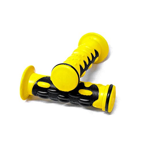 Krator ATV/PWC Gel Hand Grips - Yellow Rubber Handgrips for Honda Rincon - Comfortable Non-Slip Handlebar Grips for Off-Road Adventure & Watercraft Riding