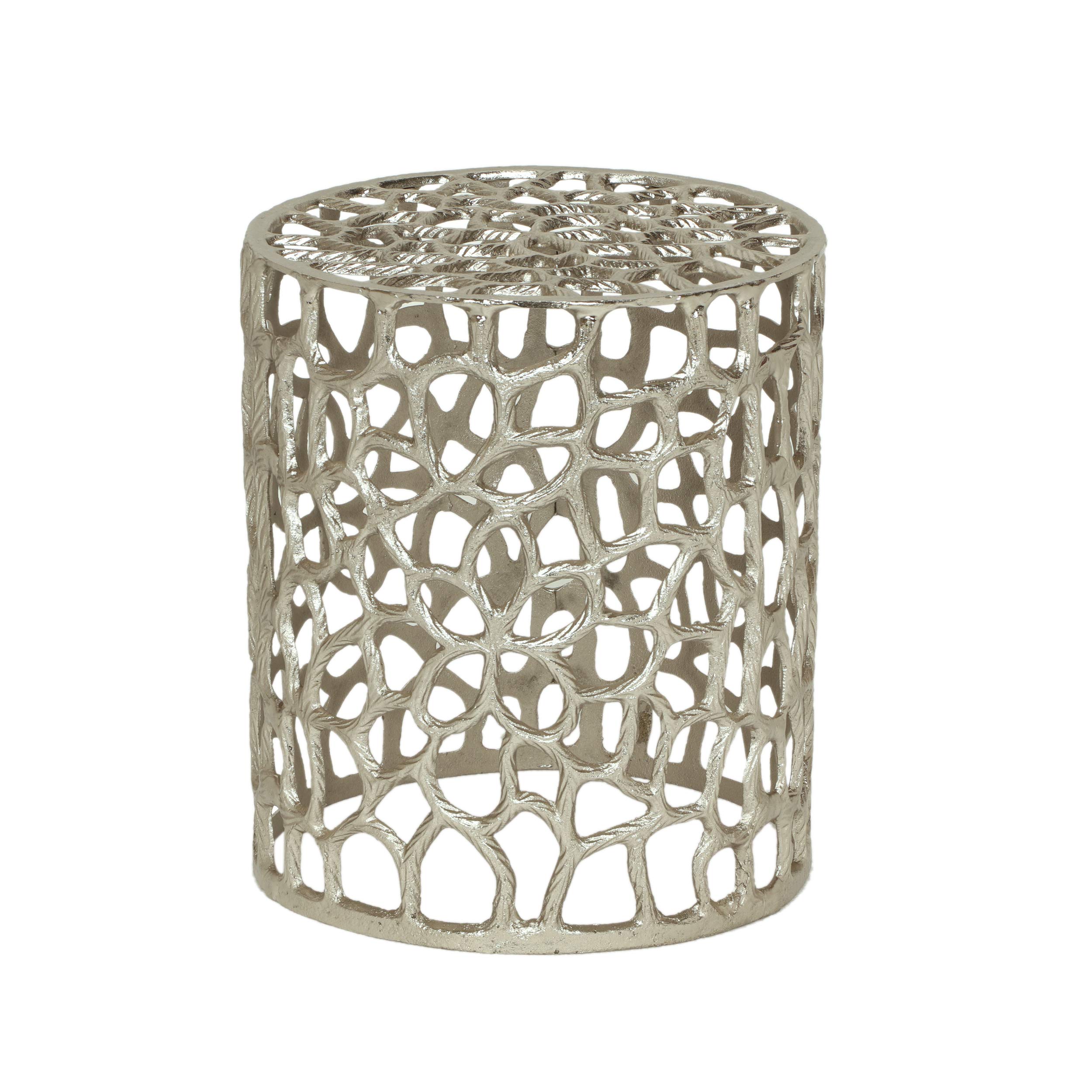 Modern Iron Mesh Accent Table - Antique Nickel Finish Side Table for Living Room, Bedroom & Office - Stylish End Table with Durable Metal Frame for Home Decor