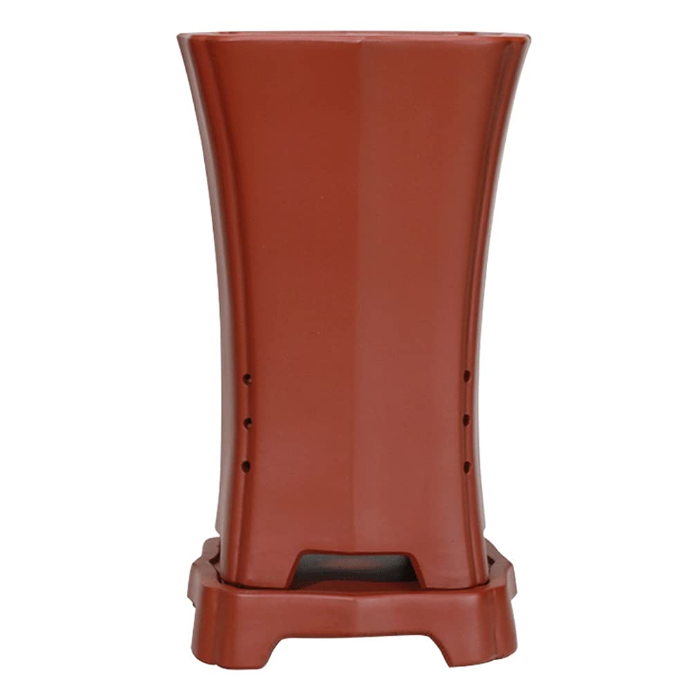 Premium Purple Clay Square Flower Pot with Drainage Tray - Elegant Indoor Planters for Home, Office & Hotel Decor - Ideal for Succulents, Herbs & Small Plants - Eco-Friendly & Stylish Gardening Gift