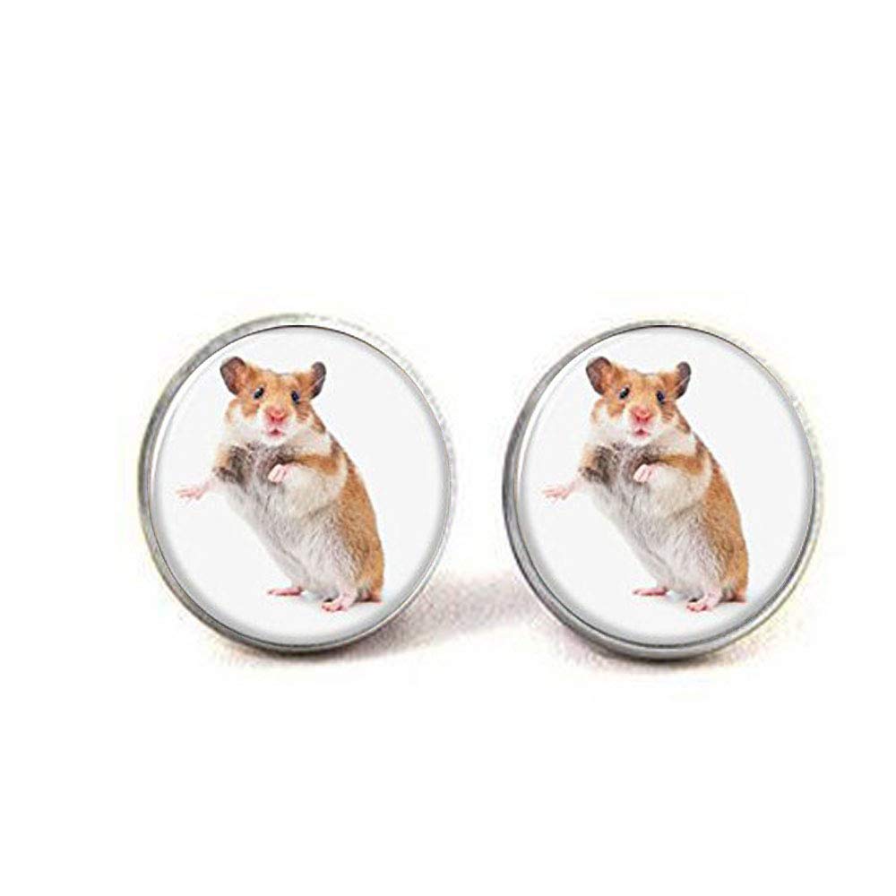 Hamster Earrings - Cute Small Furry Animal Glass Photo Pet Jewelry for Hamster Lovers | Perfect for Pet Owners & Animal-Themed Fashion