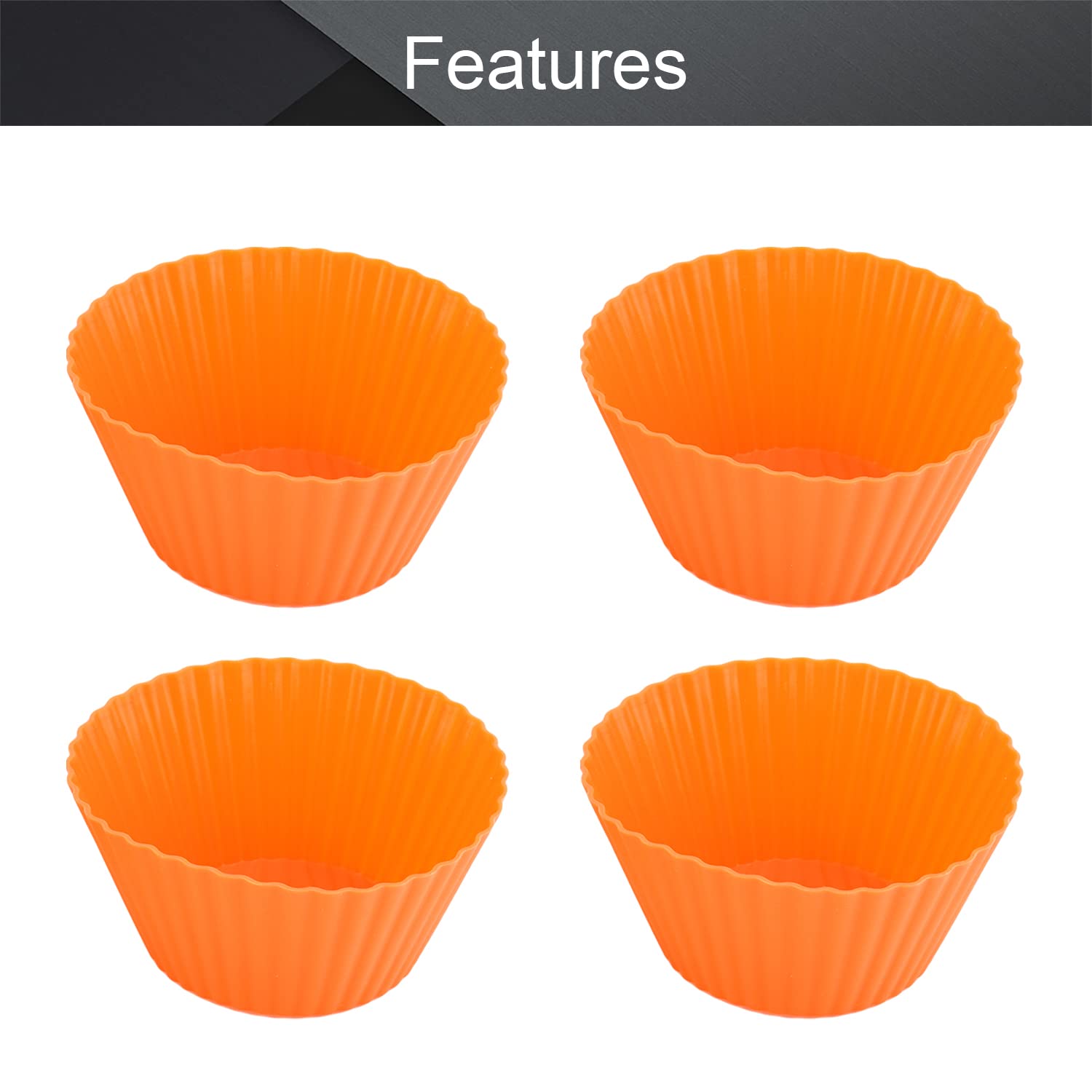 Utoolmart Reusable Silicone Baking Cups - 5-Piece Non-Stick Orange Cupcake Molds for Halloween, Christmas & Party Baking | Perfect for Muffins, Cupcakes & Dessert Displays