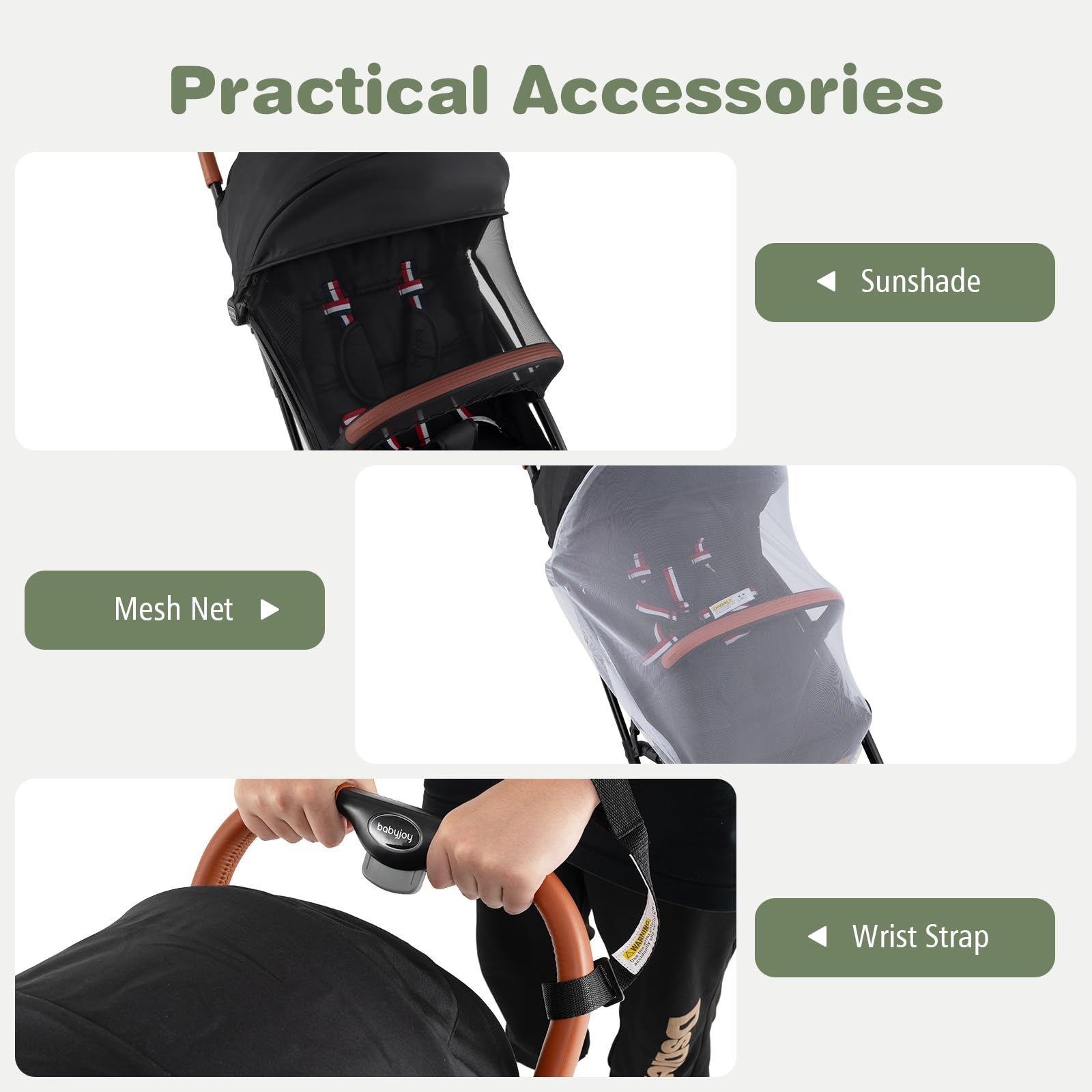 **BABY JOY Lightweight Baby Stroller - Compact Travel Stroller for Airplane & Toddler, 5-Point Safety Harness, Adjustable Backrest, Footrest & Canopy, Storage Basket, Easy One-Hand Fold (Black) - Perfect for Travel, Shopping & Daily Walks**