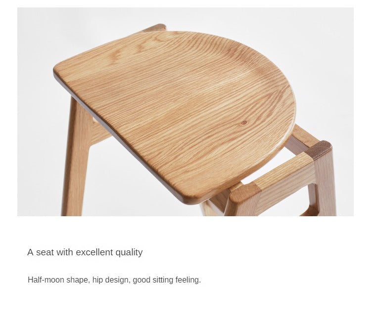 Solid Oak Wood High Bar Stool - Durable & Stylish for Kitchen Island, Breakfast Nook, and Home Bar Use
