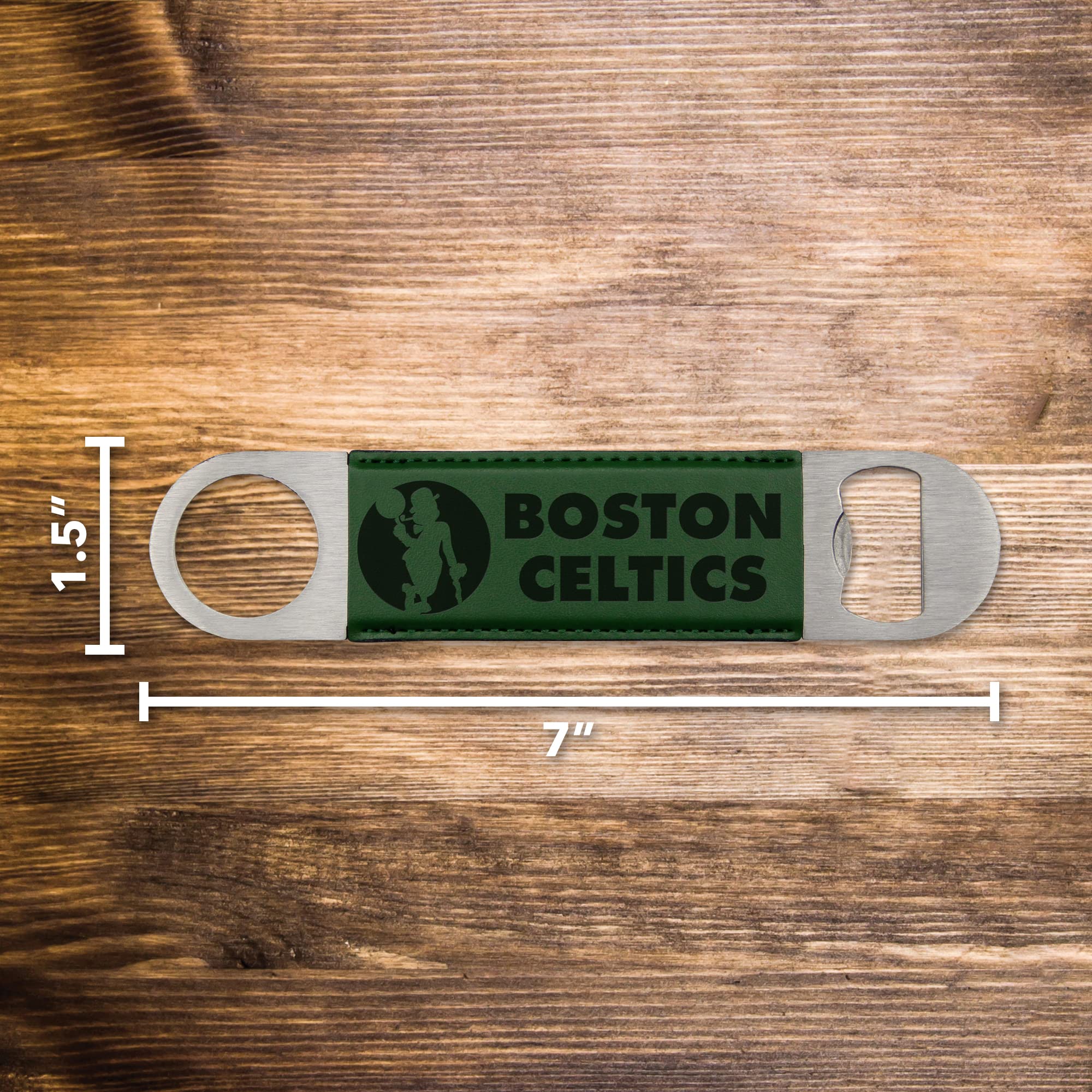 NBA Laser Engraved Bar Blade - Premium Faux Leather Bottle Opener for Beer & Beverages - Perfect Game Day Accessory for Sports Bars, Home Parties & Tailgating