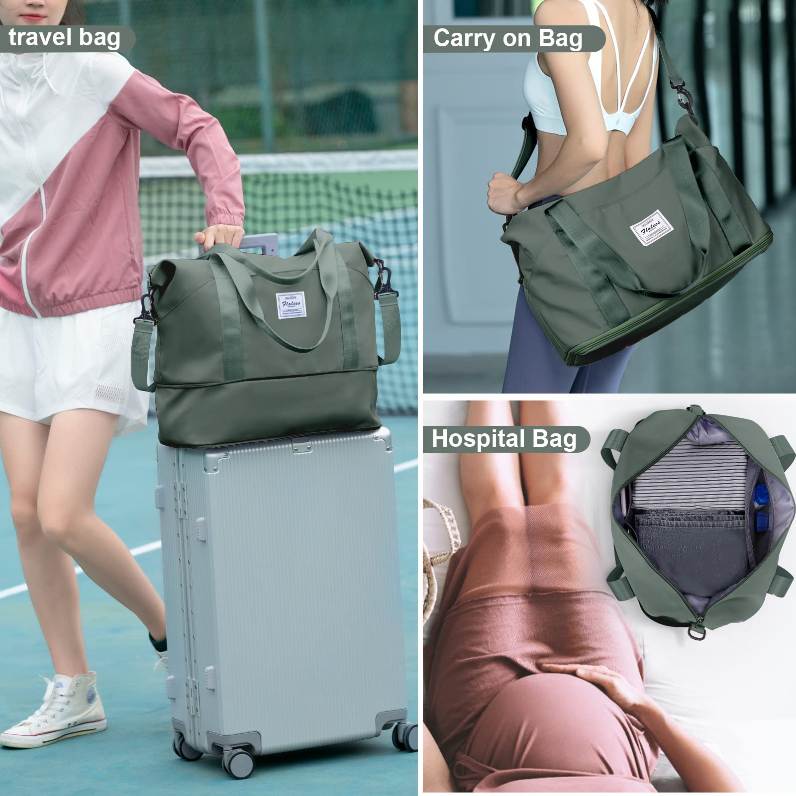 **Women's Waterproof Expandable Travel Duffle Bag - Sport Gym Tote, Weekender Carry-On & Overnight Beach Bag - Perfect for Workouts, Weekend Getaways & Beach Vacations**