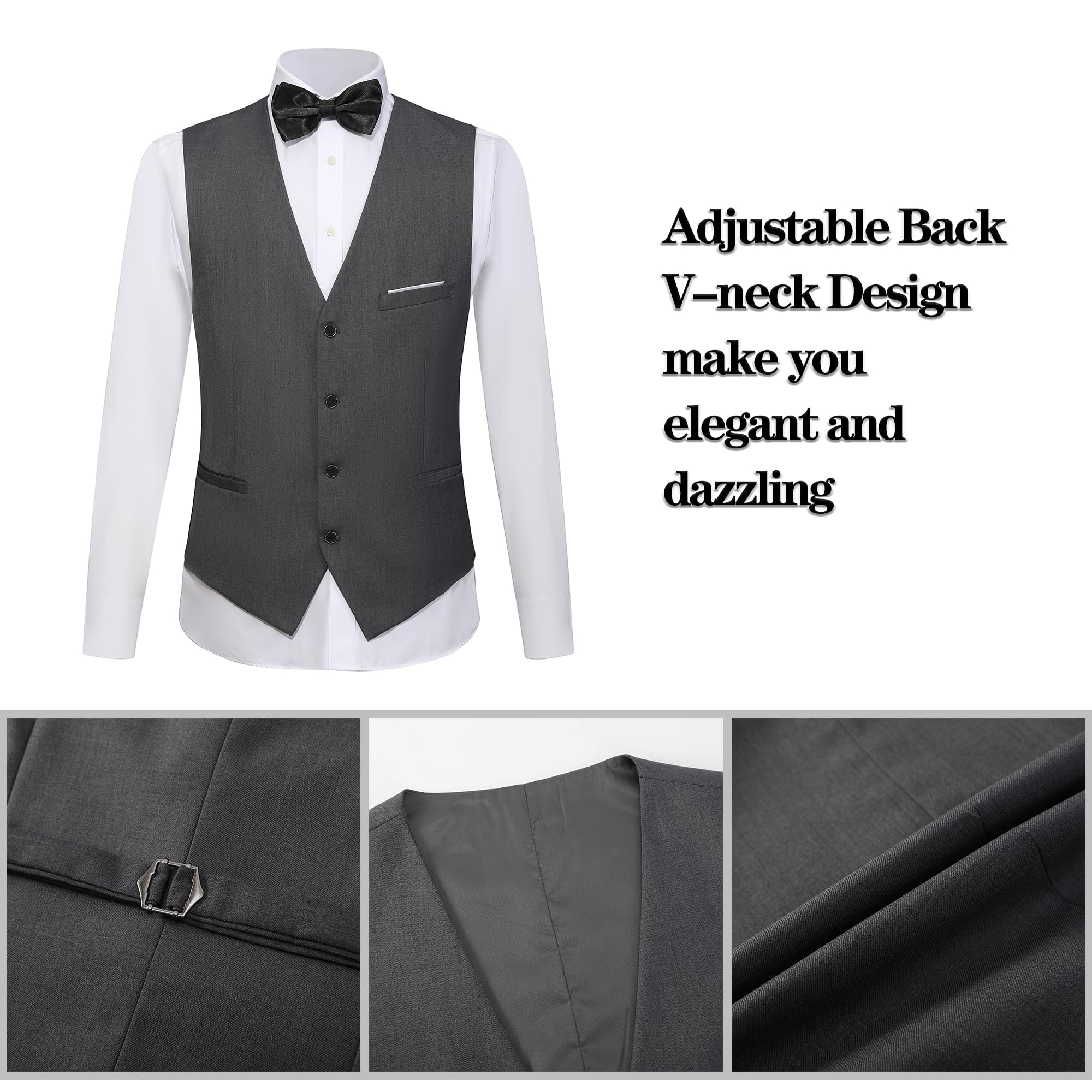 Men's Slim Fit Tuxedo Suit 3-Piece Set - Wedding, Business & Formal Occasions | Dinner Jacket, Vest & Pants for Groom & Groomsmen | Perfect for Prom, Black Tie Events & Evening Parties