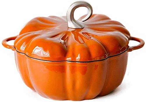 Premium Enameled Cast Iron Dutch Oven with Lid - Classic Refractory Ceramic Casserole for Baking, Roasting & Slow Cooking | Pumpkin Color Without Discoloration | Perfect for Home Kitchen, Camping & Outdoor Cooking