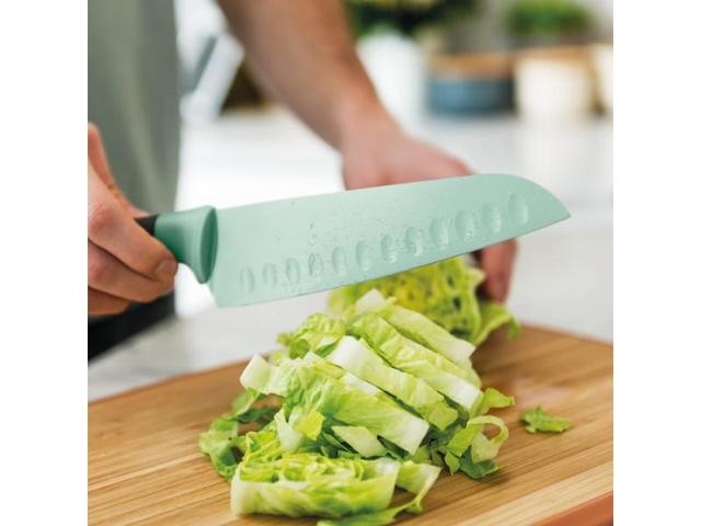 Premium Berghoff Santoku Knife - 7 Inch Japanese Chef Knife with Mint Handle - Razor Sharp Stainless Steel Blade for Slicing, Dicing & Chopping - Perfect for Home Kitchen & Professional Cooking