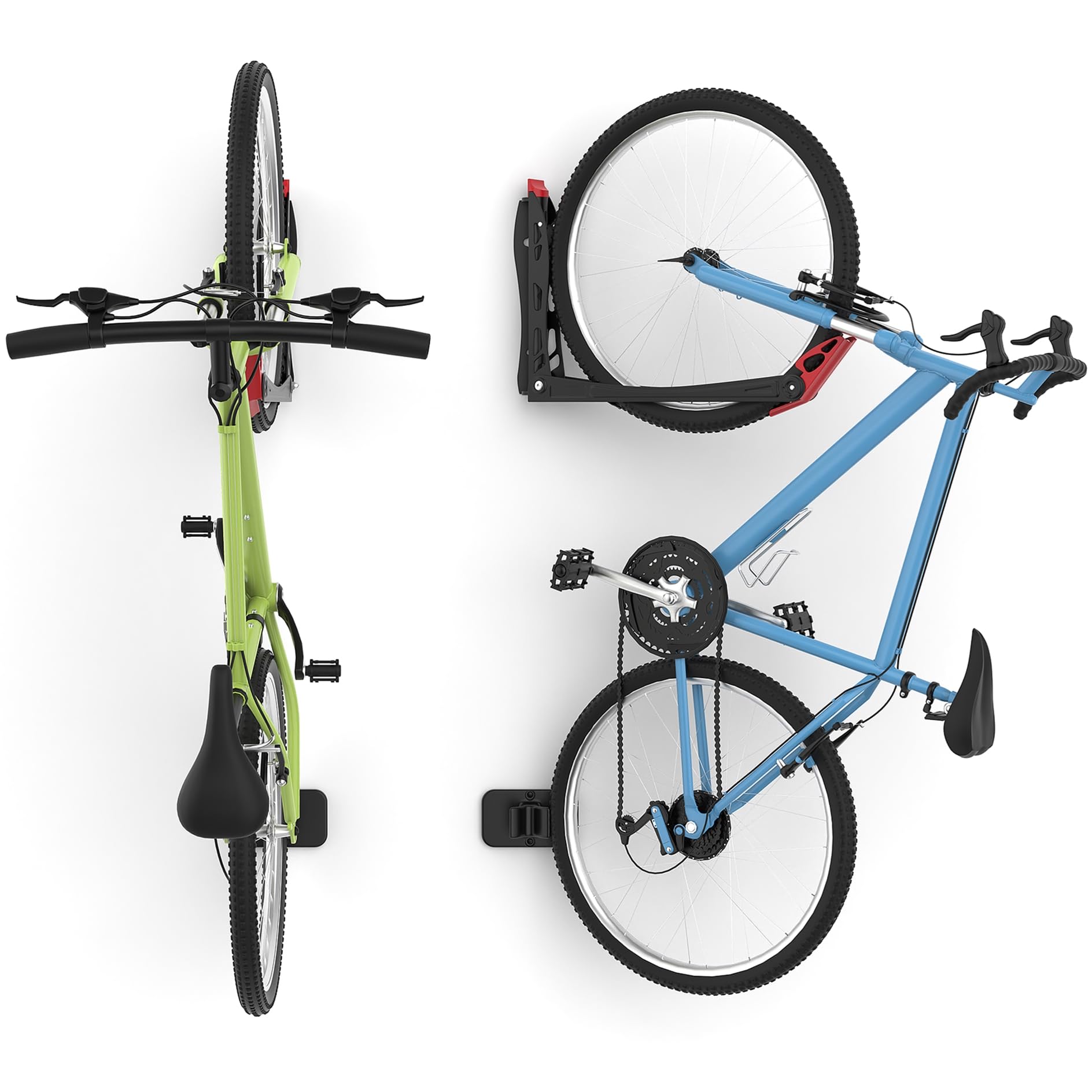 BIKEPAL No-Lift Wall Mount Swivel Bike Rack - Space Saving Vertical Bike Hanger for Garage Storage (2 Pack) | Perfect for Small Spaces & Apartment Cycling Enthusiasts