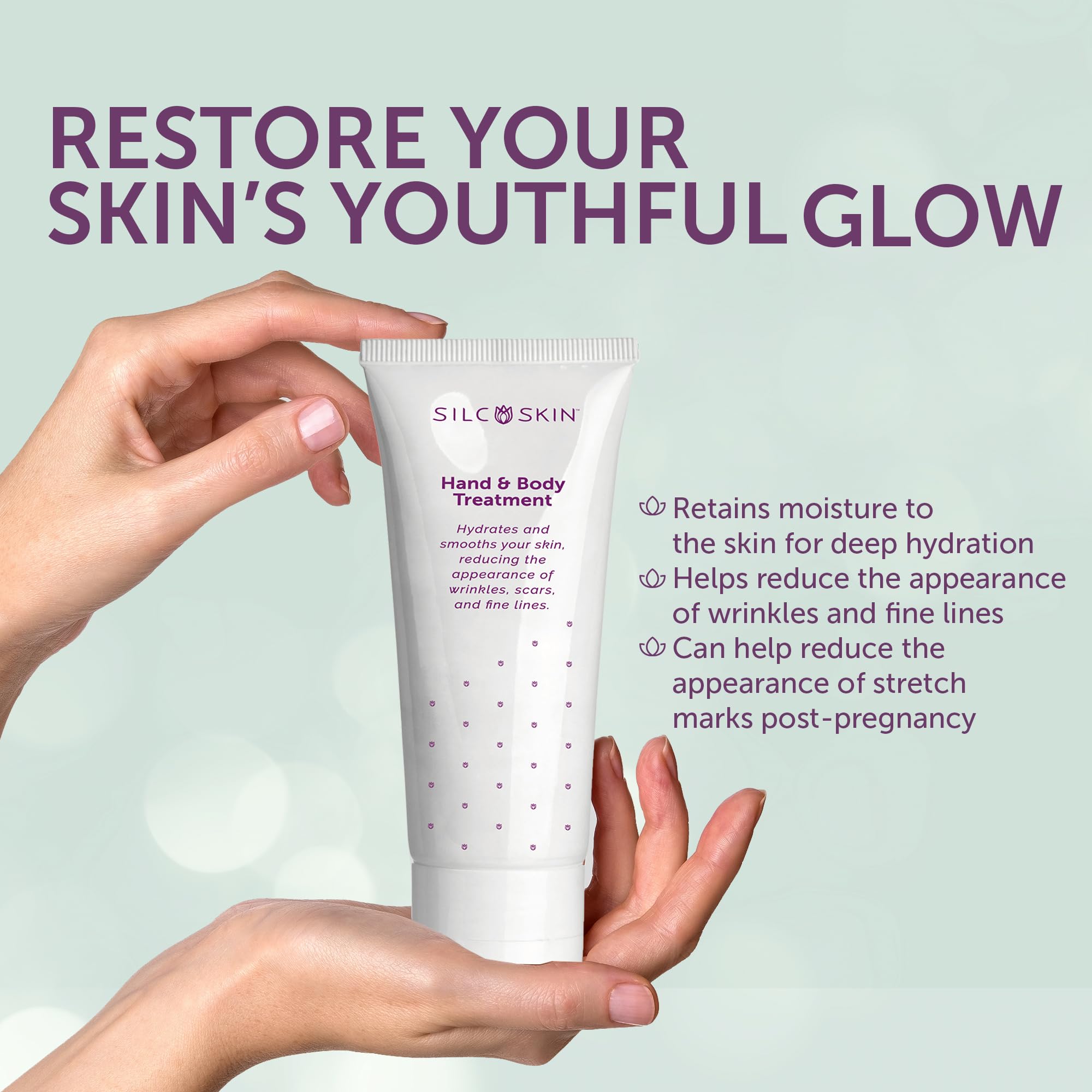 SilcSkin Medical Grade Silicone Hand & Body Lotion for Crepey Skin & Fine Lines - Water-Based Deep Hydration Treatment - 4 oz - Perfect for Dry Skin Care & Anti-Aging Routine