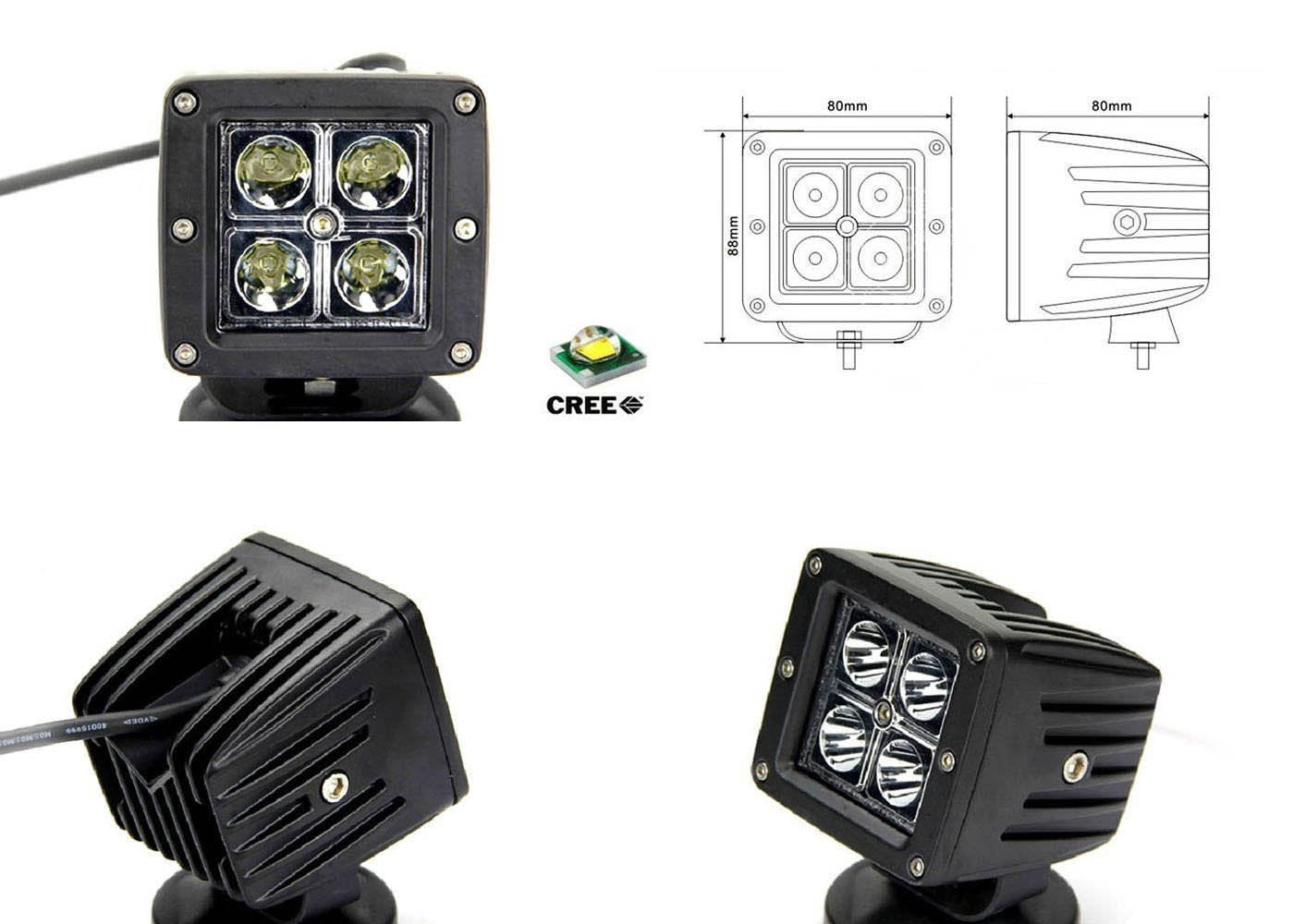 40W CREE LED Pods with Front Cowl Mounting Brackets for 2007-2014 Toyota FJ Cruiser - Off-Road Lighting, Fog Lights, Adventure Vehicle Upgrades