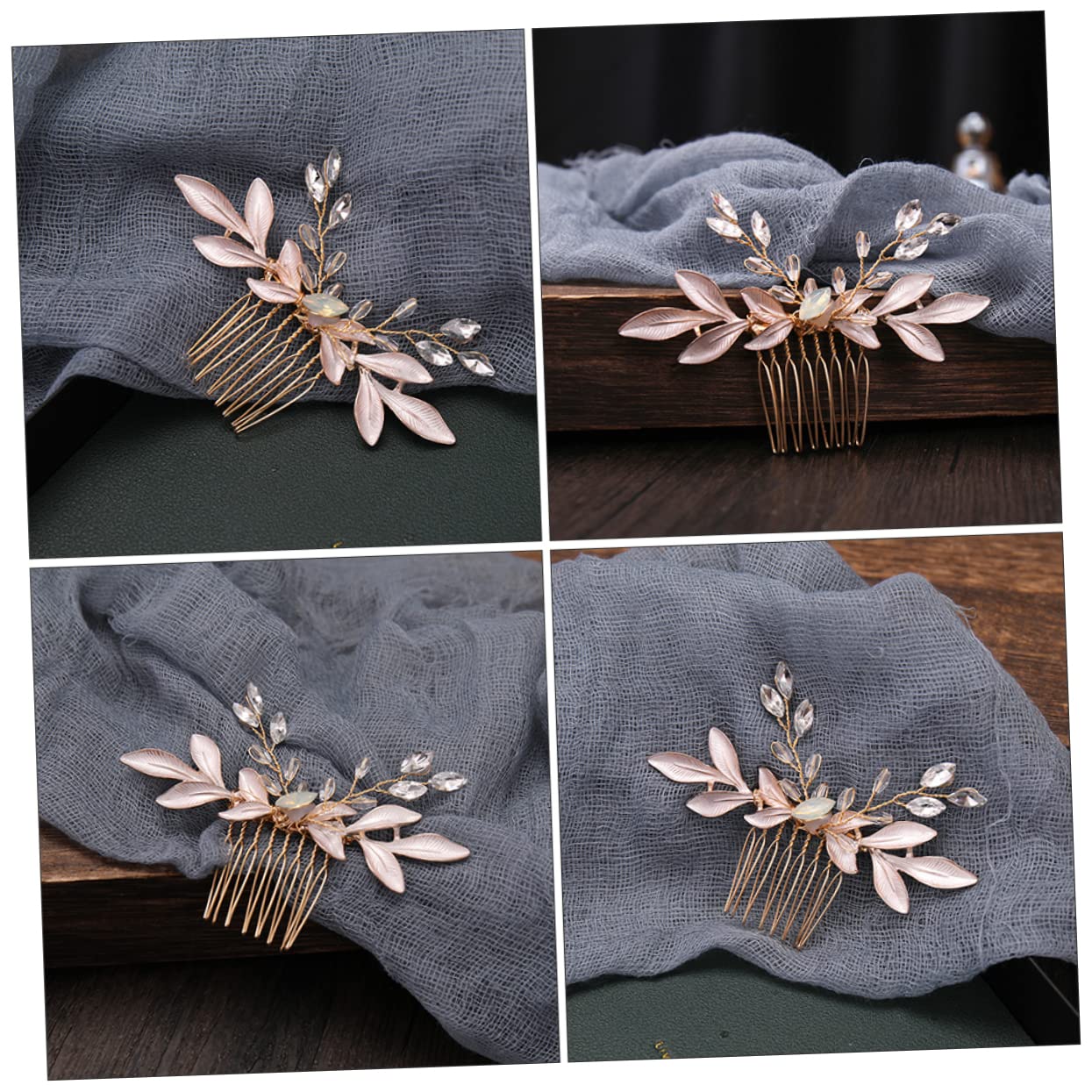 Elegant Rhinestone Leaf Wedding Hair Comb - Handmade Zinc Alloy Bridal Headpiece for Bride, Bridesmaids & Special Occasions | Perfect for Weddings, Proms & Formal Events