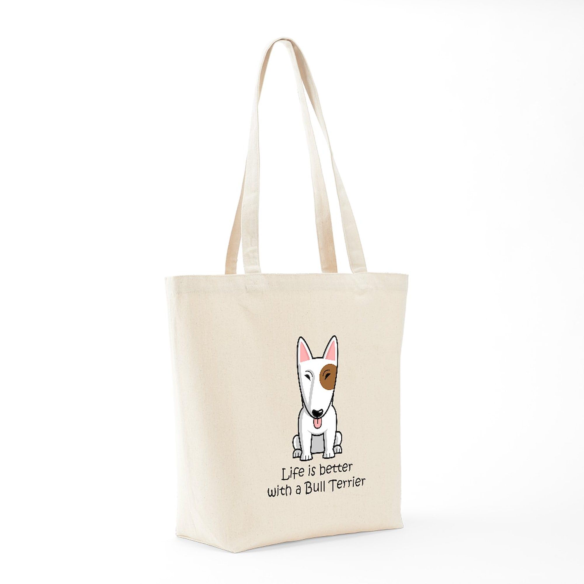 Bull Terrier Tote Bag - Natural Canvas Reusable Shopping Bag for Groceries, Beach & Daily Use | Eco-Friendly Cotton Tote with Dog Lover Design