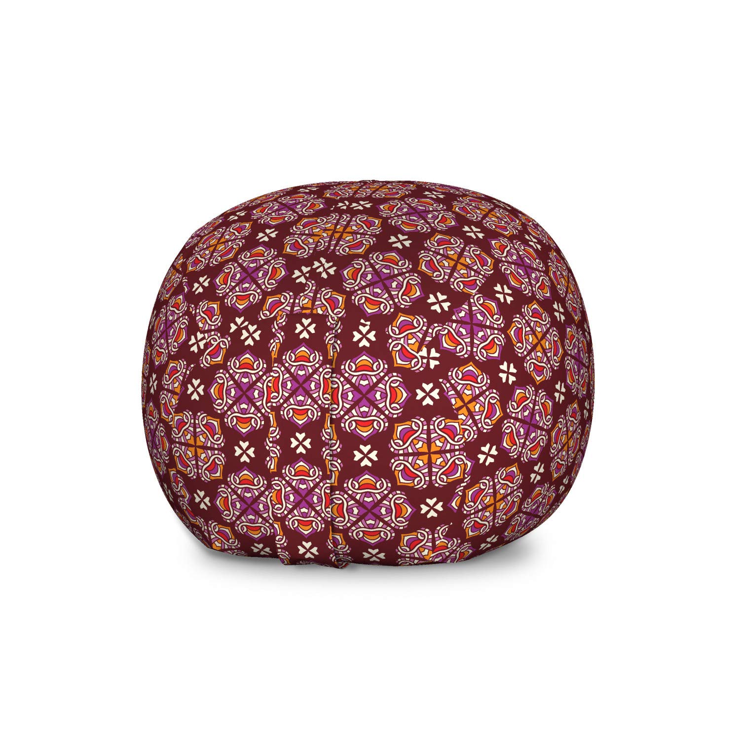 Ambesonne Bohemian Tribal Storage Toy Bag Chair - Large Washable Stuffed Animal Organizer with Abstract Floral Swirls & Curls - Multicolor Kids' Room Decor for Playroom, Bedroom or Nursery