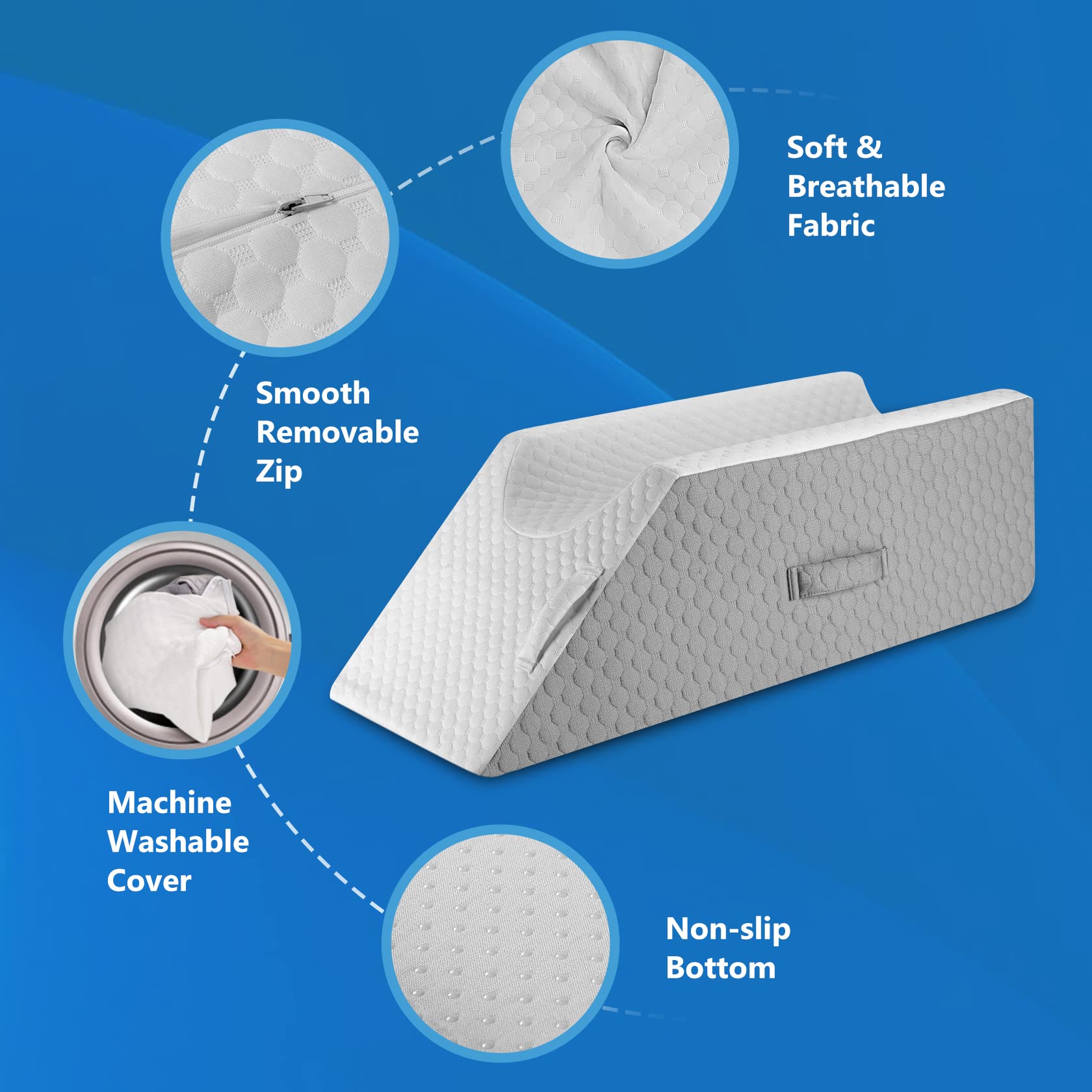 Leg Elevation Pillow for Post-Surgery Recovery & Pain Relief - Memory Foam Wedge Pillow for Sciatica, Back, Knee, Hip & Ankle Support - Ideal for Sleeping, Injury Recovery & Restful Relaxation at Home