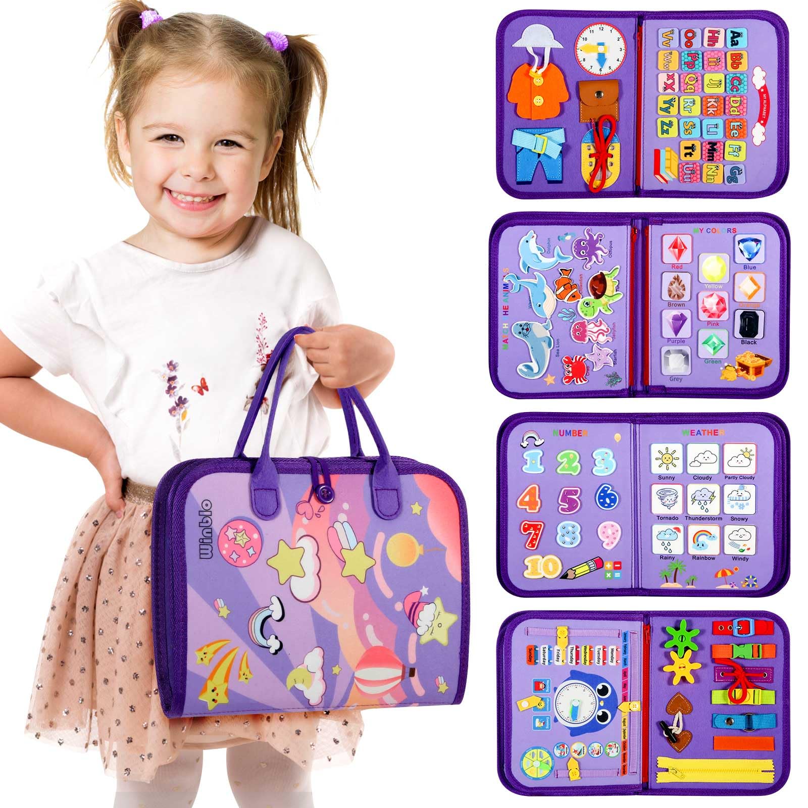 Montessori Busy Board for Toddlers 2-4 - Educational Travel Toy for Kids | Birthday Gift & Learning Activity
