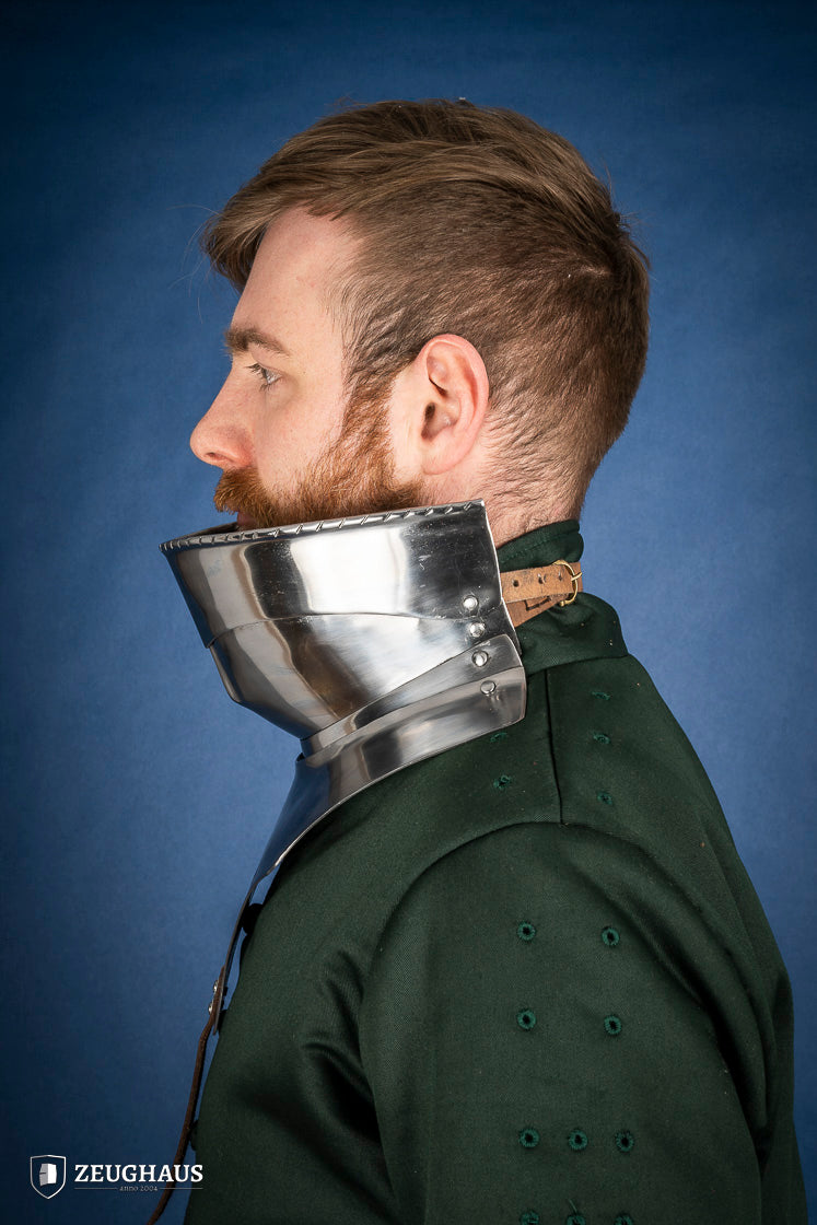 Medieval Articulated Gorget with Bevor - 1.6mm Polished Steel Armor for 1450-1520 Period - Perfect for LARP, Renaissance Fairs & Historical Reenactments