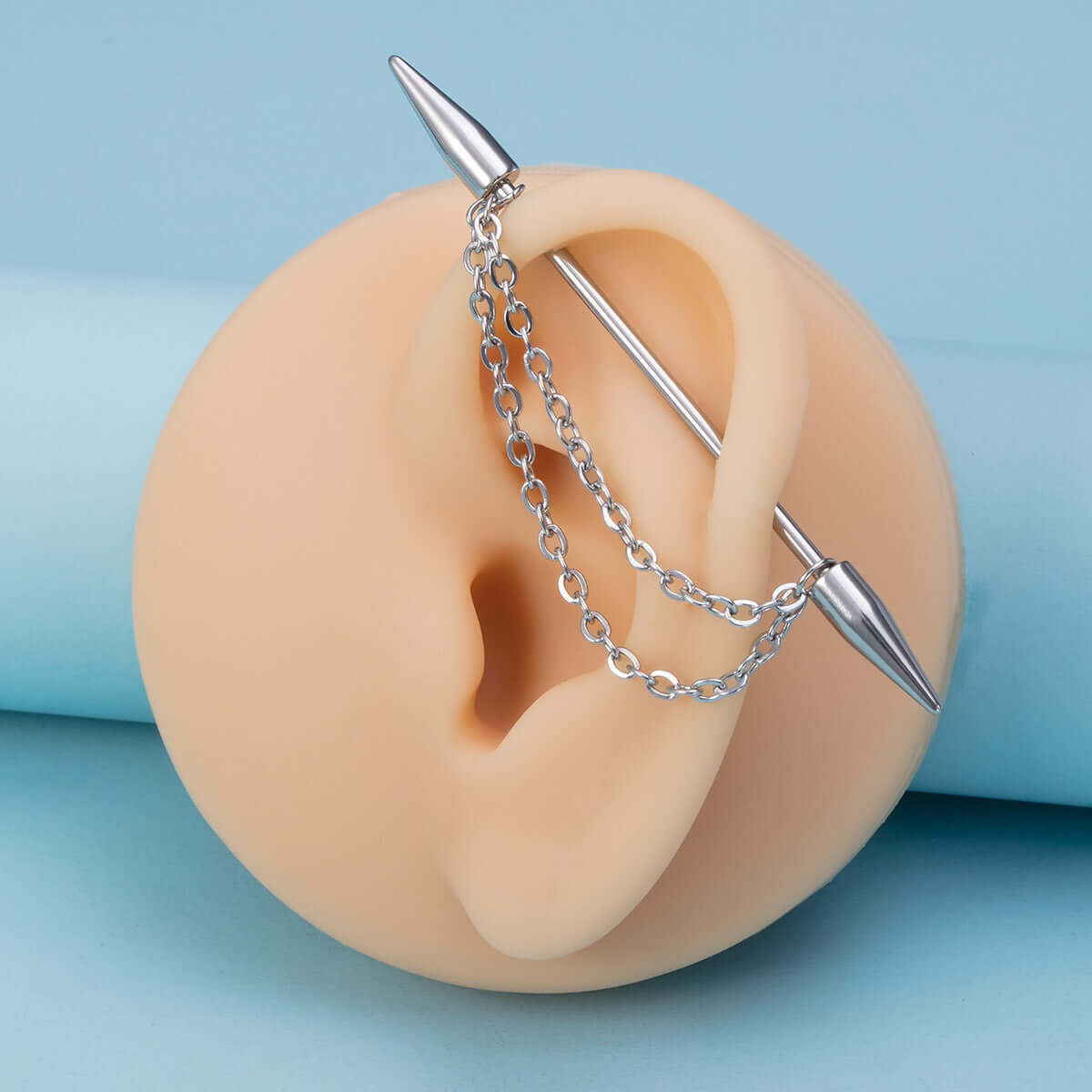 Industrial Barbell Ear Piercing Jewelry - 14G Surgical Steel Chain Ear Barbell | IN0029 | Perfect for Cartilage, Helix, and Industrial Piercings