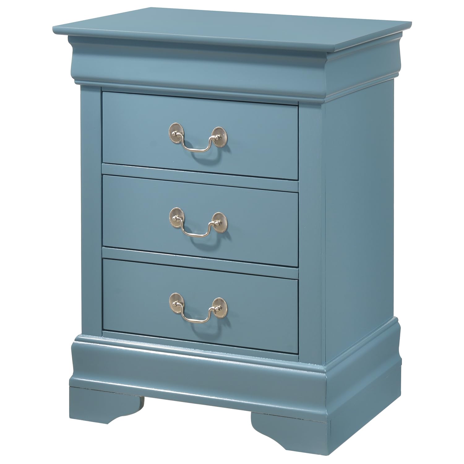 Louis Philippe 3-Drawer Nightstand - Teal End Table for Bedroom & Living Room (29