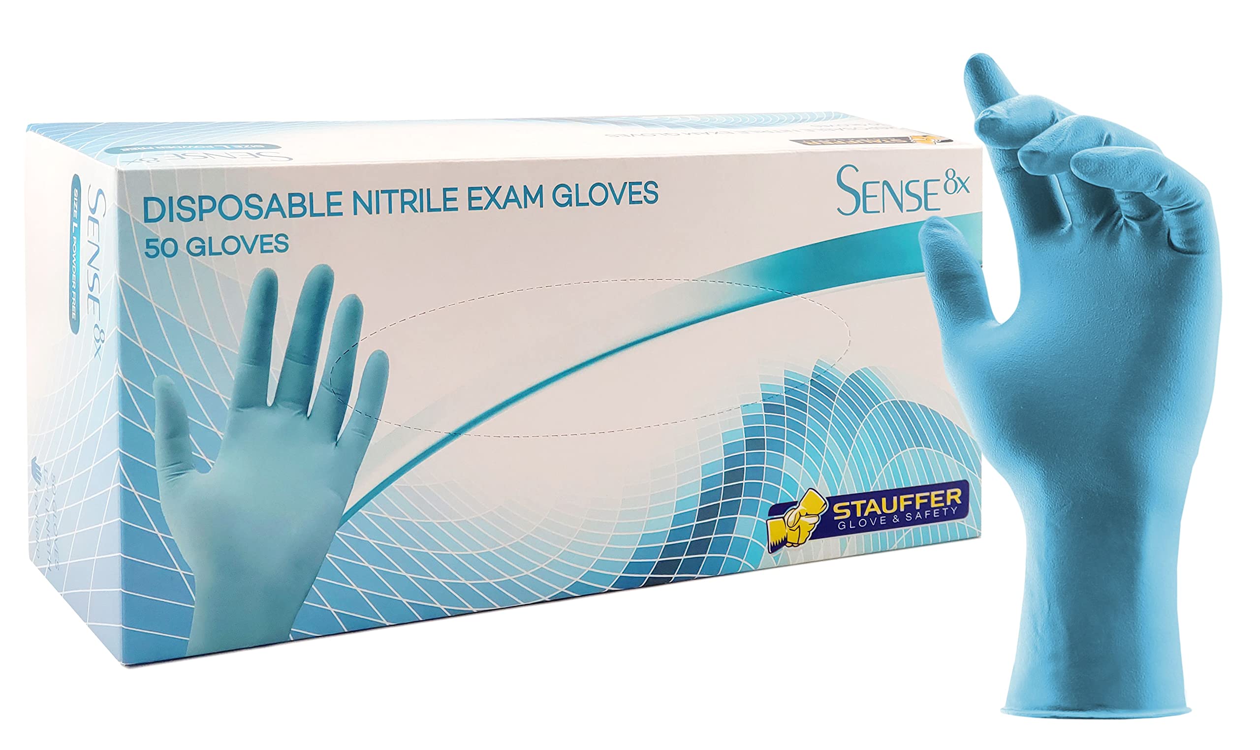 Premium Blue Disposable Nitrile Gloves - 8 mil Thickness, Latex-Free & Powder-Free, 12