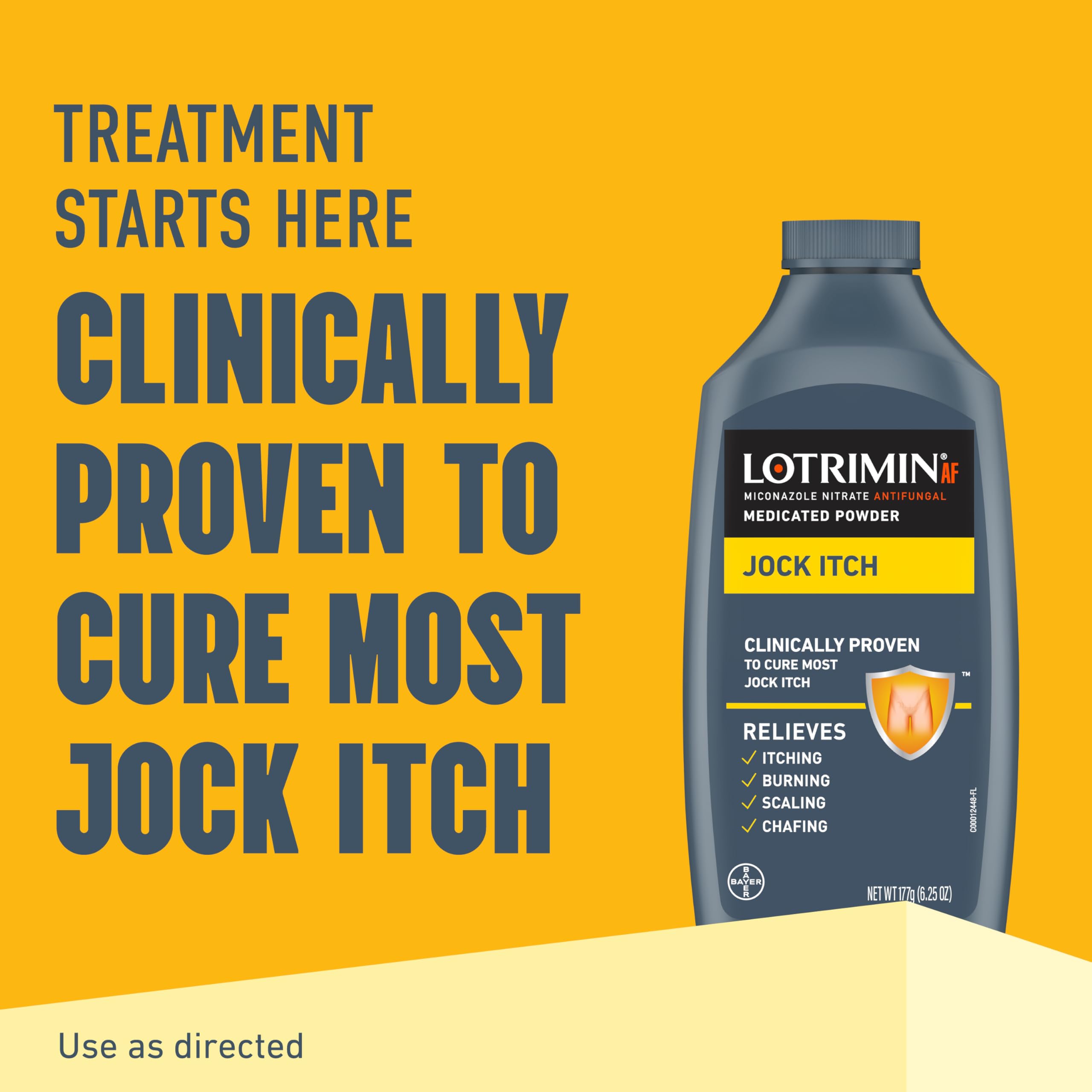 Lotrimin Antifungal Jock Itch Powder with Miconazole Nitrate - Effective Treatment for Men, Women & Kids 2+ | 6.25 oz | Relieves Itching & Irritation for Active Lifestyles, Sports & Daily Comfort