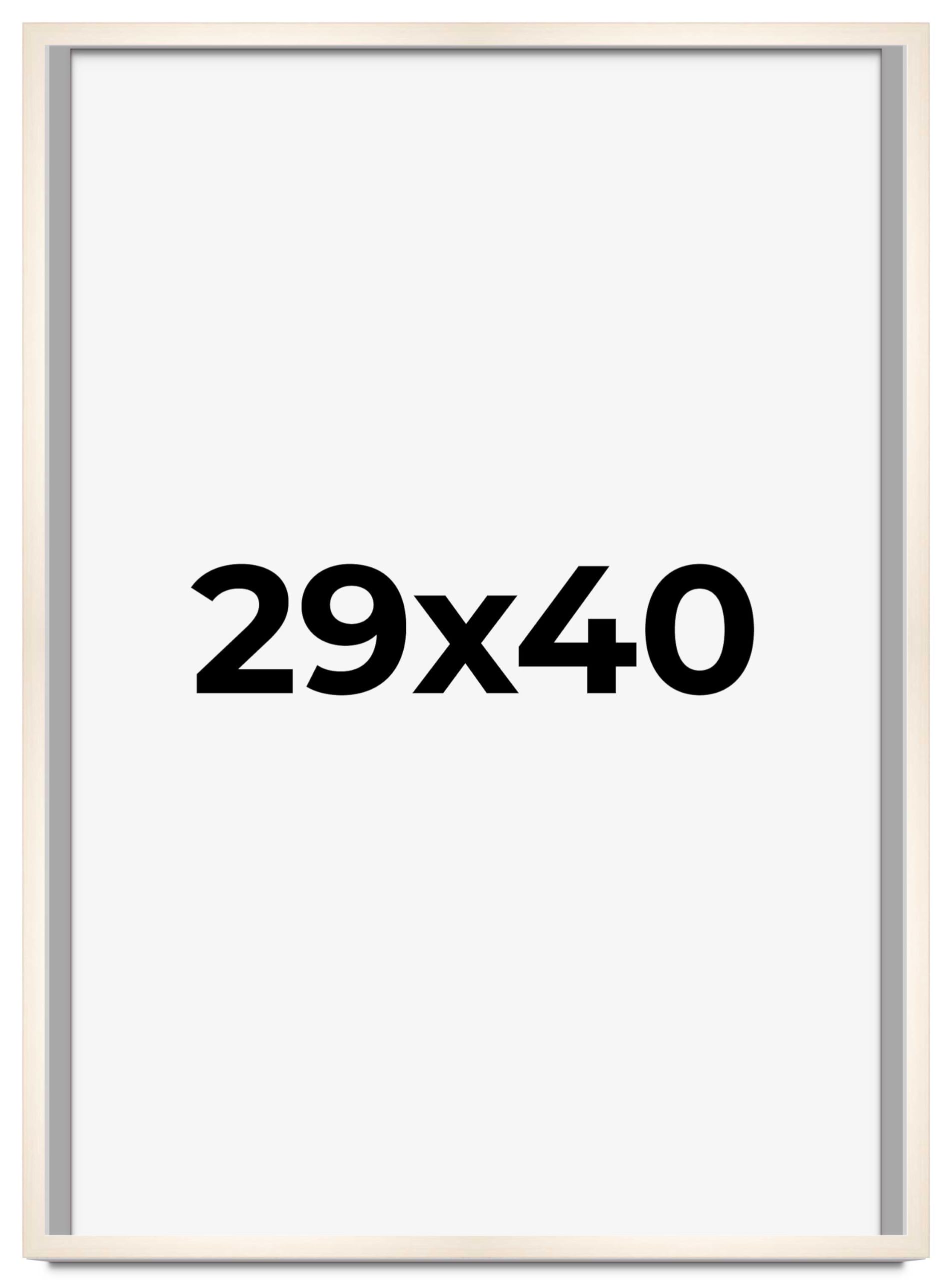 CountryArtHouse 29x40 White Wash Solid Wood Picture Frame - 0.8125 Inch Moulding Width with UV Acrylic Plexiglass, Acid-Free Foam Board Backing & Hanging Hardware - Perfect for Wall Art, Family Photos & Home Decor